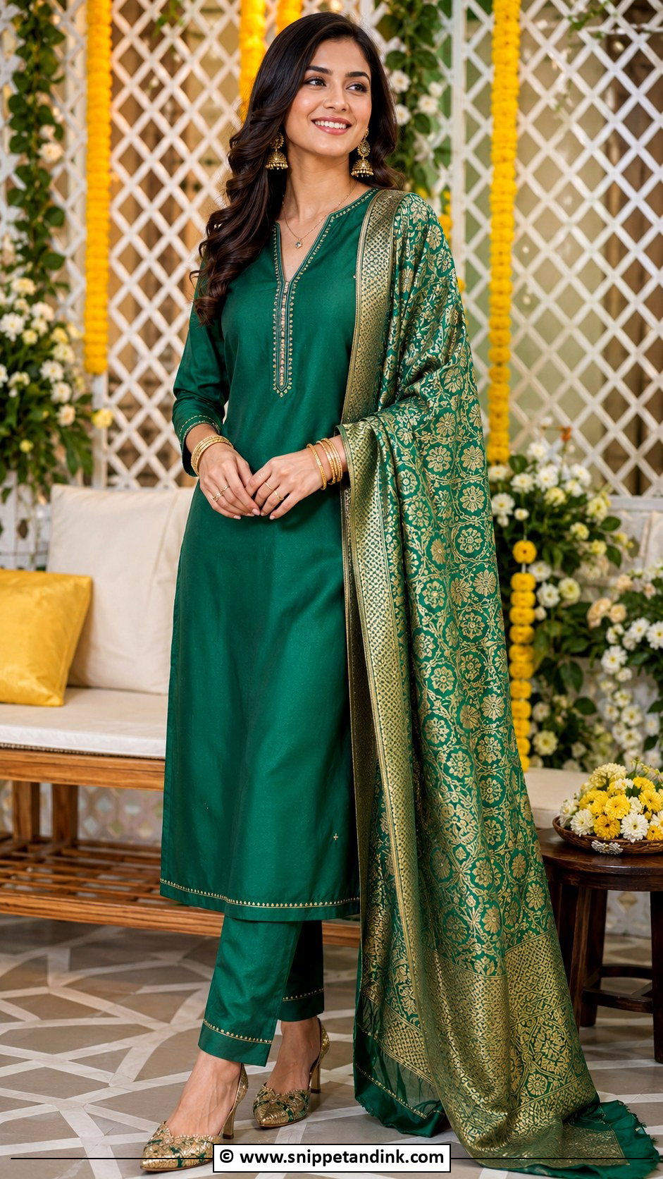 Silk Kurta Set Mehendi Outfit For Sister - Snippet and Ink - 30 Mehendi Outfits Sisters