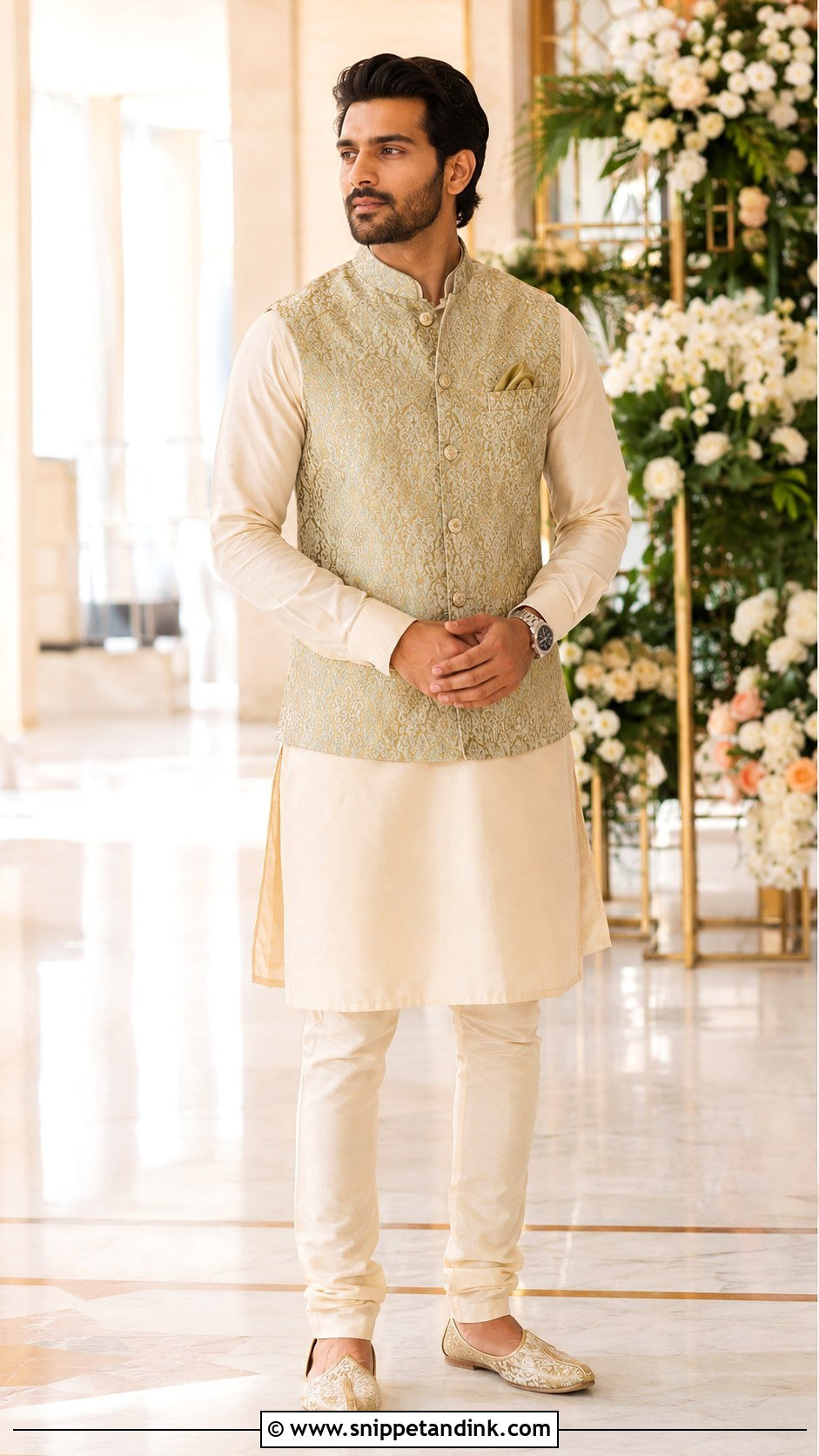 Silk Kurta With Brocade Waistcoat - Snippet and Ink - 20 Brother of the Bride Ideas