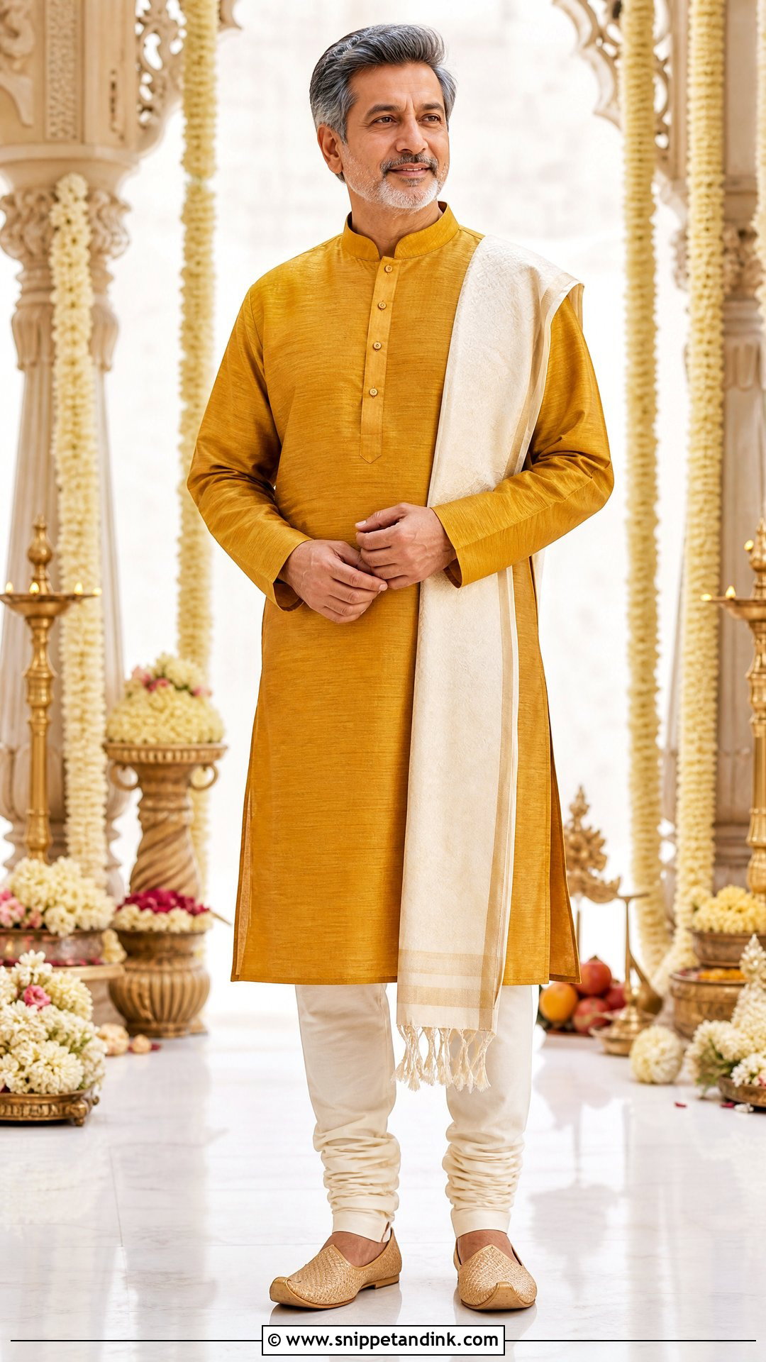 Silk Kurta With Churidar For Bride Father - Snippet and Ink - 25 Indian Bride Father Outfit Ideas