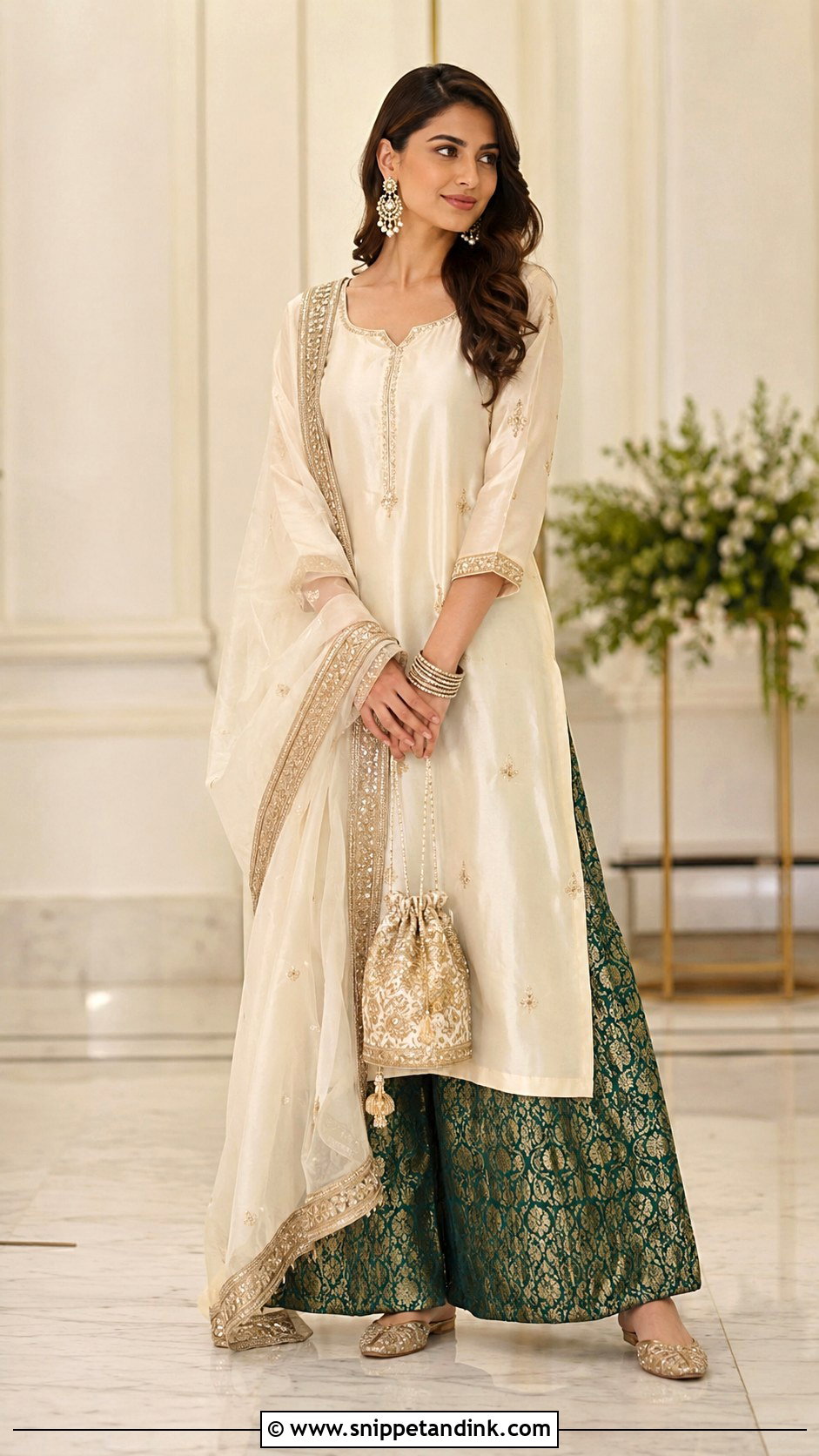 Silk Kurta and Brocade Palazzo Set for Brothers Wedding - Snippet and Ink - 20 Indian Dress for Brothers Wedding Ideas