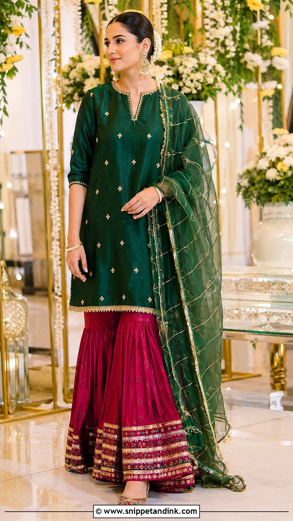 Silk Kurta and Sharara for Mehandi - Snippet and Ink - 20 Dress for Mehandi Ideas