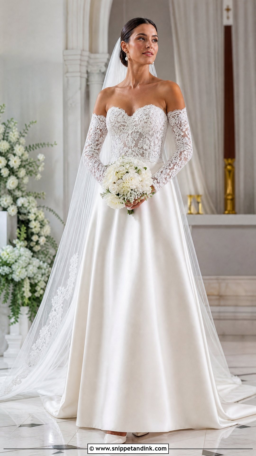 Silk Lace Wedding Dress With Detachable Sleeves - Snippet and Ink - 20 Silk Lace Wedding Dress Ideas