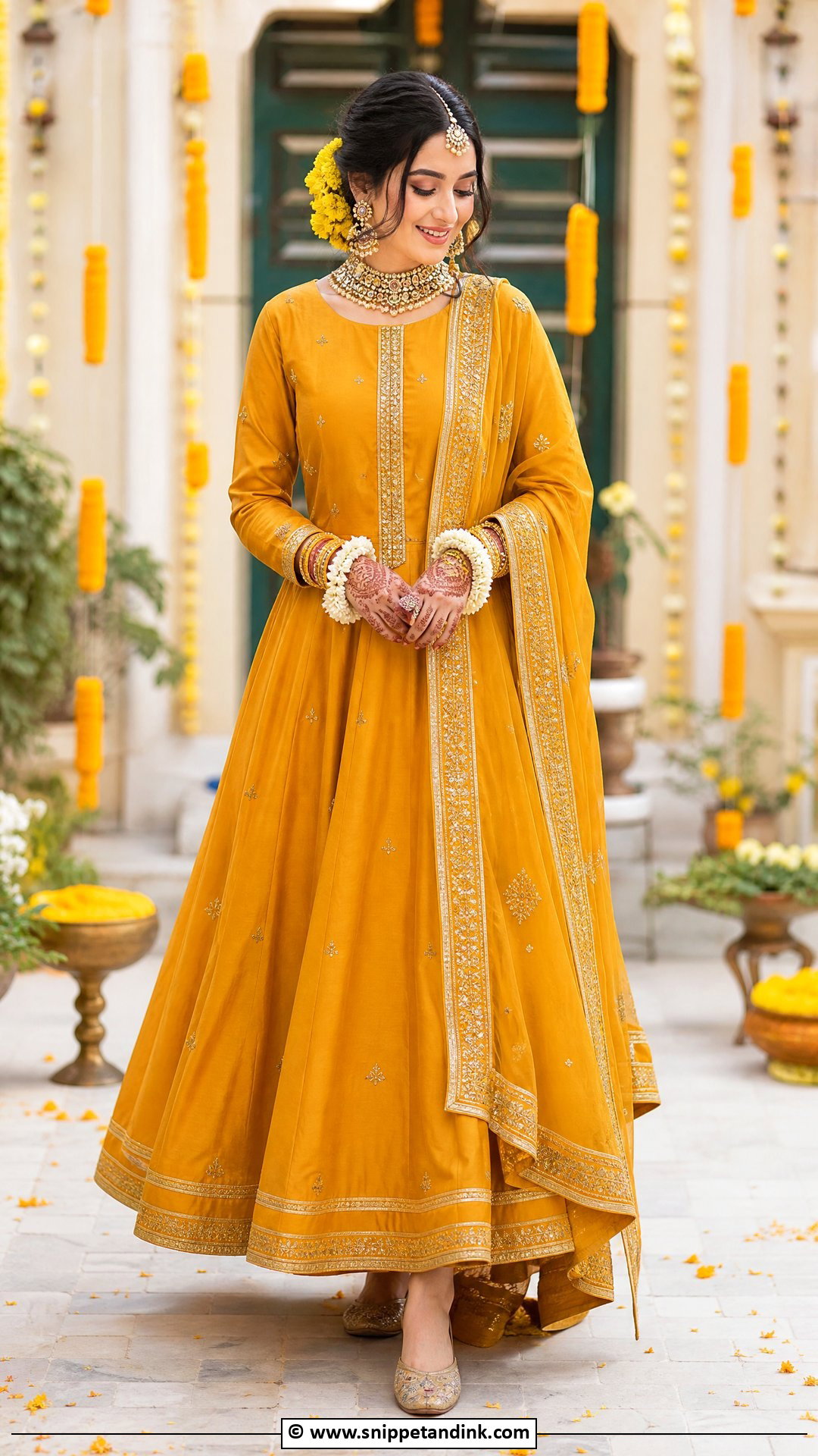 Silk Mehndi Dress For Bride - Snippet and Ink - 35 Mehndi Dress for Bride Ideas