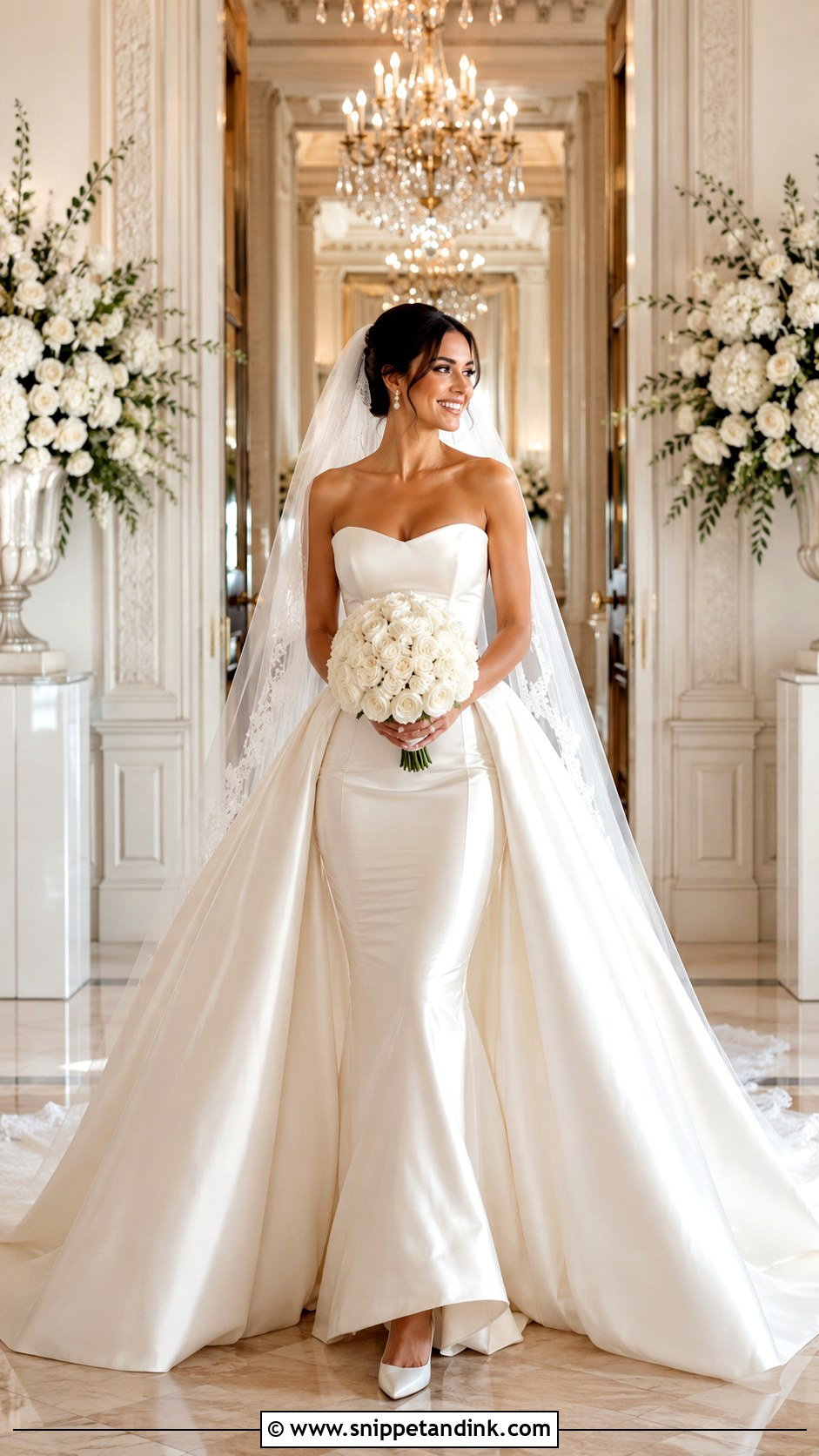 Silk Mermaid Wedding Dress With Detachable Overskirt - Snippet and Ink - 20 Silk Mermaid Wedding Dress Ideas