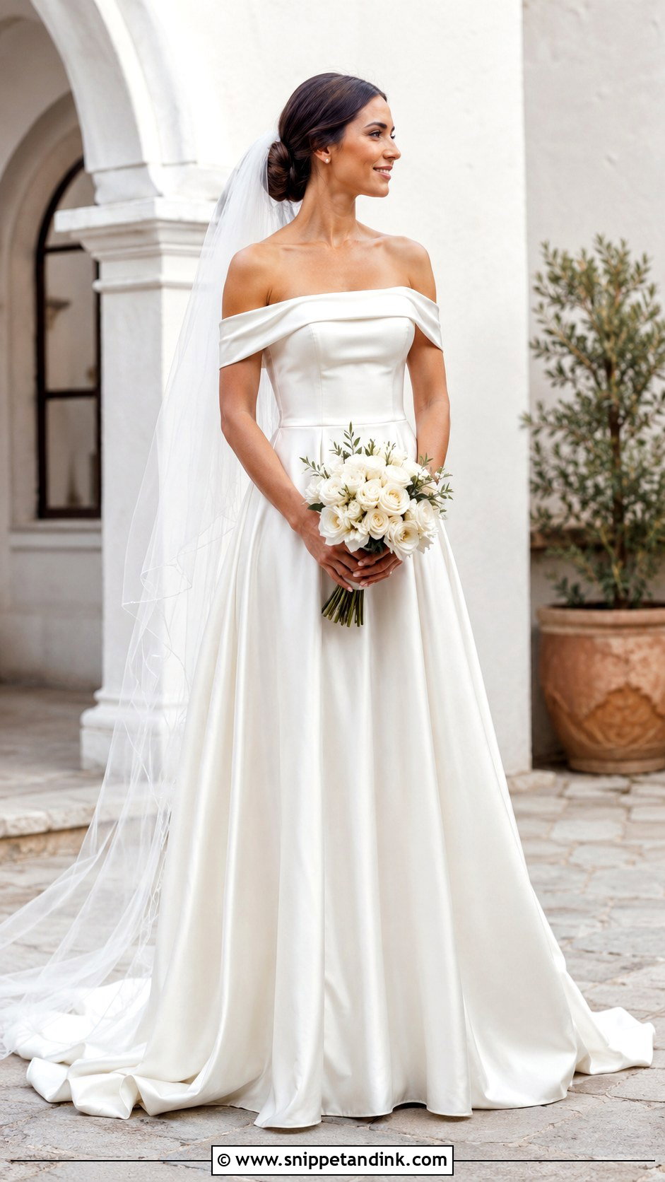 Silk Off Shoulder Wedding Dress - Snippet and Ink - 25 Simple Silk Wedding Dress Ideas