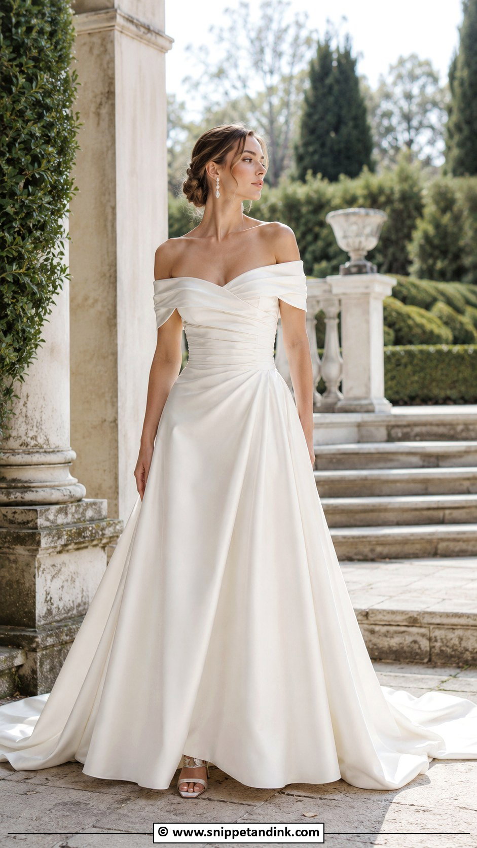 Silk Off Shoulder Wedding Dress - Snippet and Ink - 35 Silk Wedding Dress Ideas