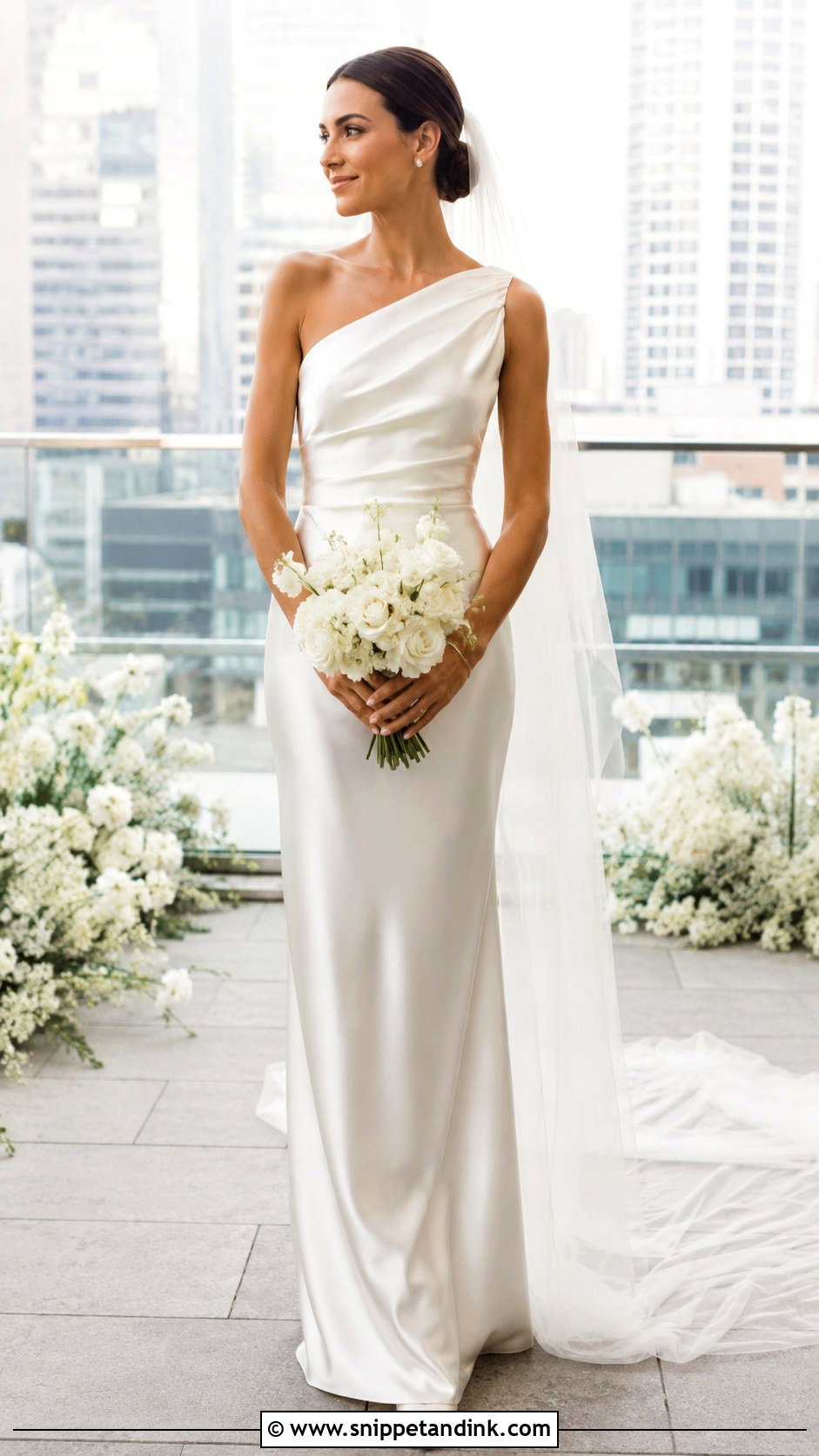 Silk One Shoulder Wedding Gown - Snippet and Ink - 25 Silk Wedding Gown Ideas