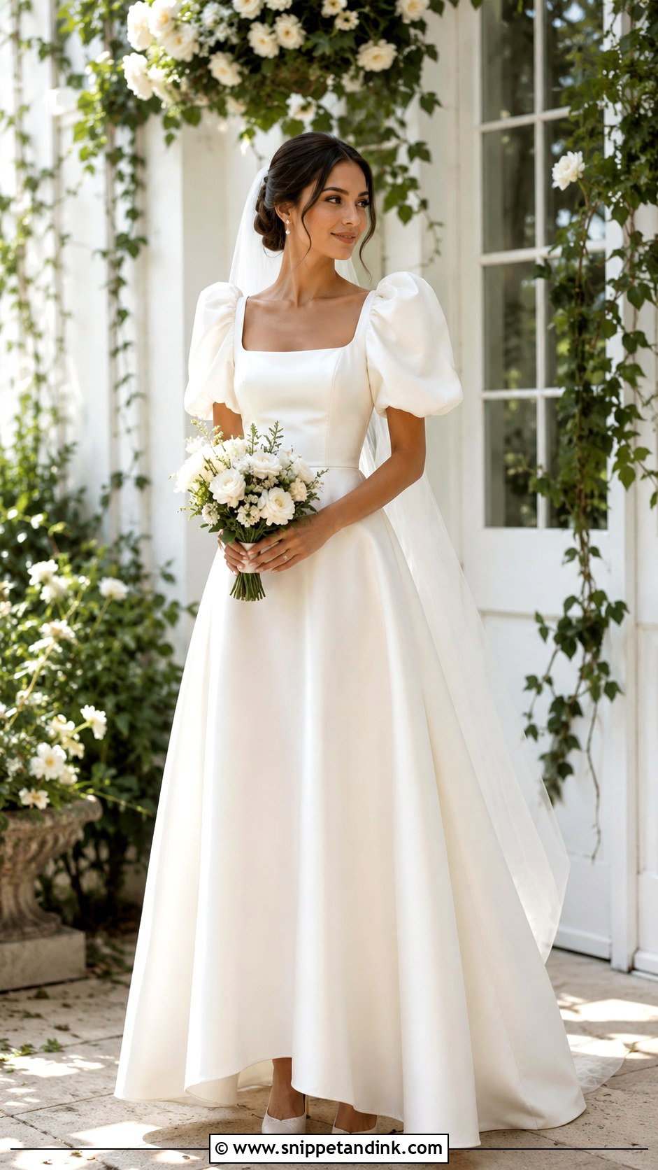 Silk Puff Sleeve Wedding Dress - Snippet and Ink - 25 Silk Wedding Dress with Sleeves