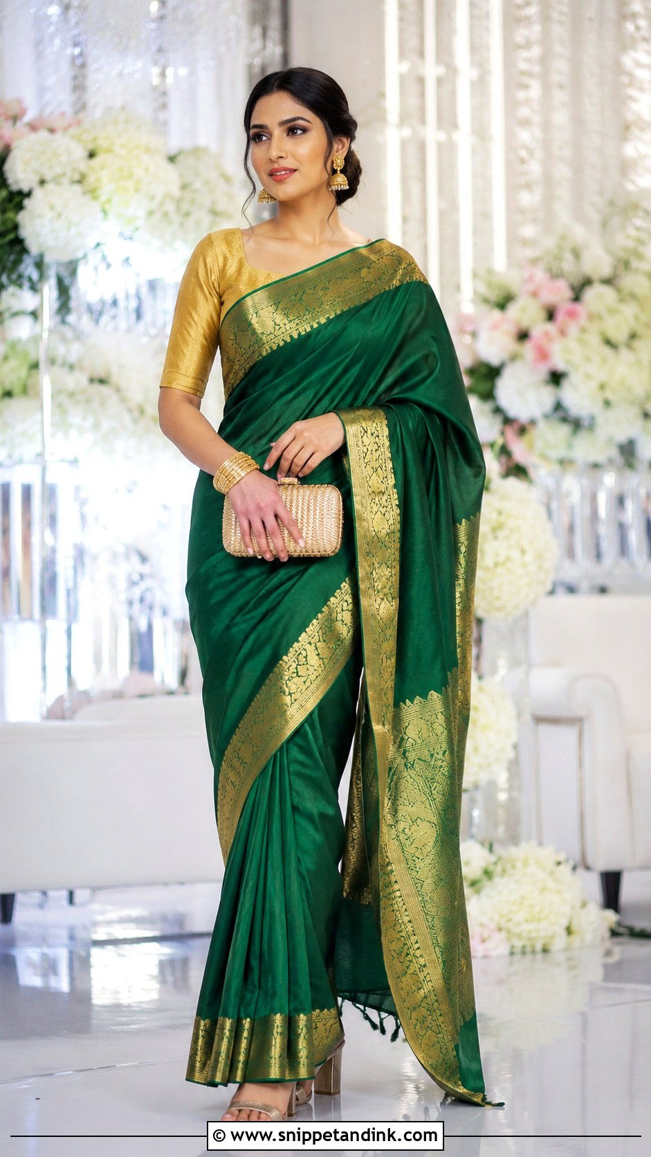 Silk Sadi Dress With Gold Blouse - Snippet and Ink - 20 Sadi Dress Ideas