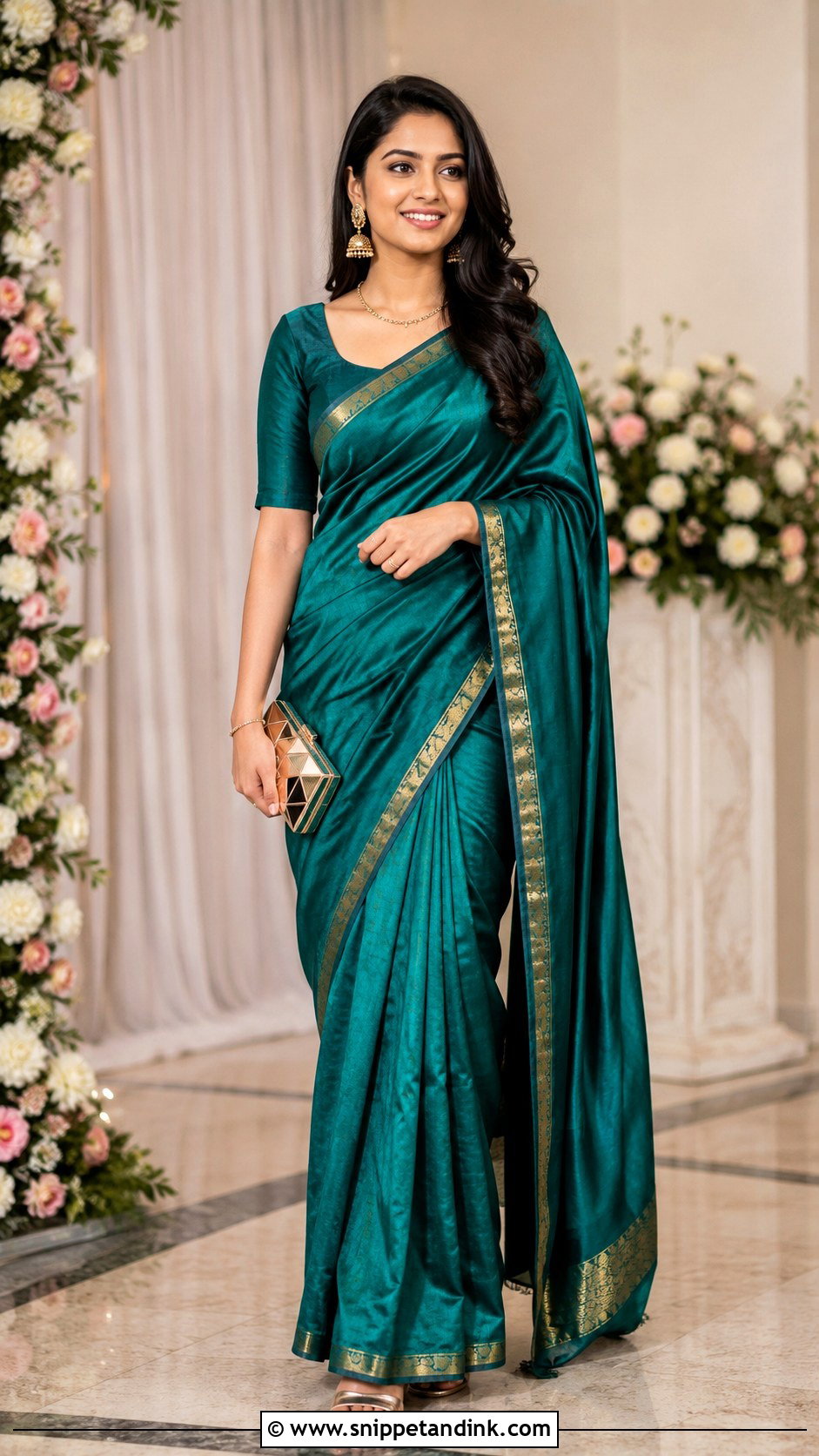 Silk Saree Dress for Ring Ceremony - Snippet and Ink - 20 Dress for Ring Ceremony Ideas
