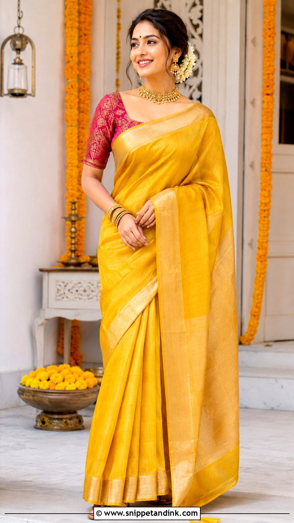 Silk Saree For Haldi - Snippet and Ink - 25 Indian Haldi Outfit Ideas