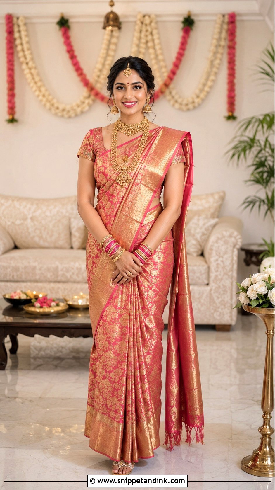 Silk Saree For Roka Bride - Snippet and Ink - 30 Roka Ceremony Outfits for Bride