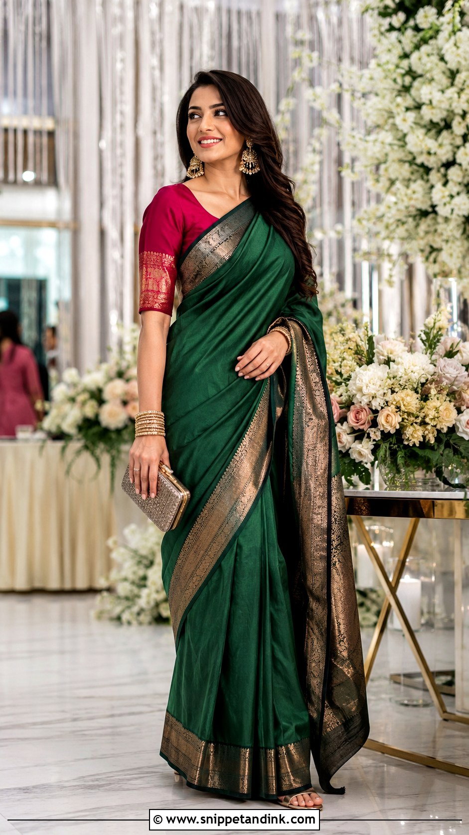 Silk Saree With Contrast Blouse for Brides Sister - Snippet and Ink - 20 Bride Sister Outfit for Wedding Ideas