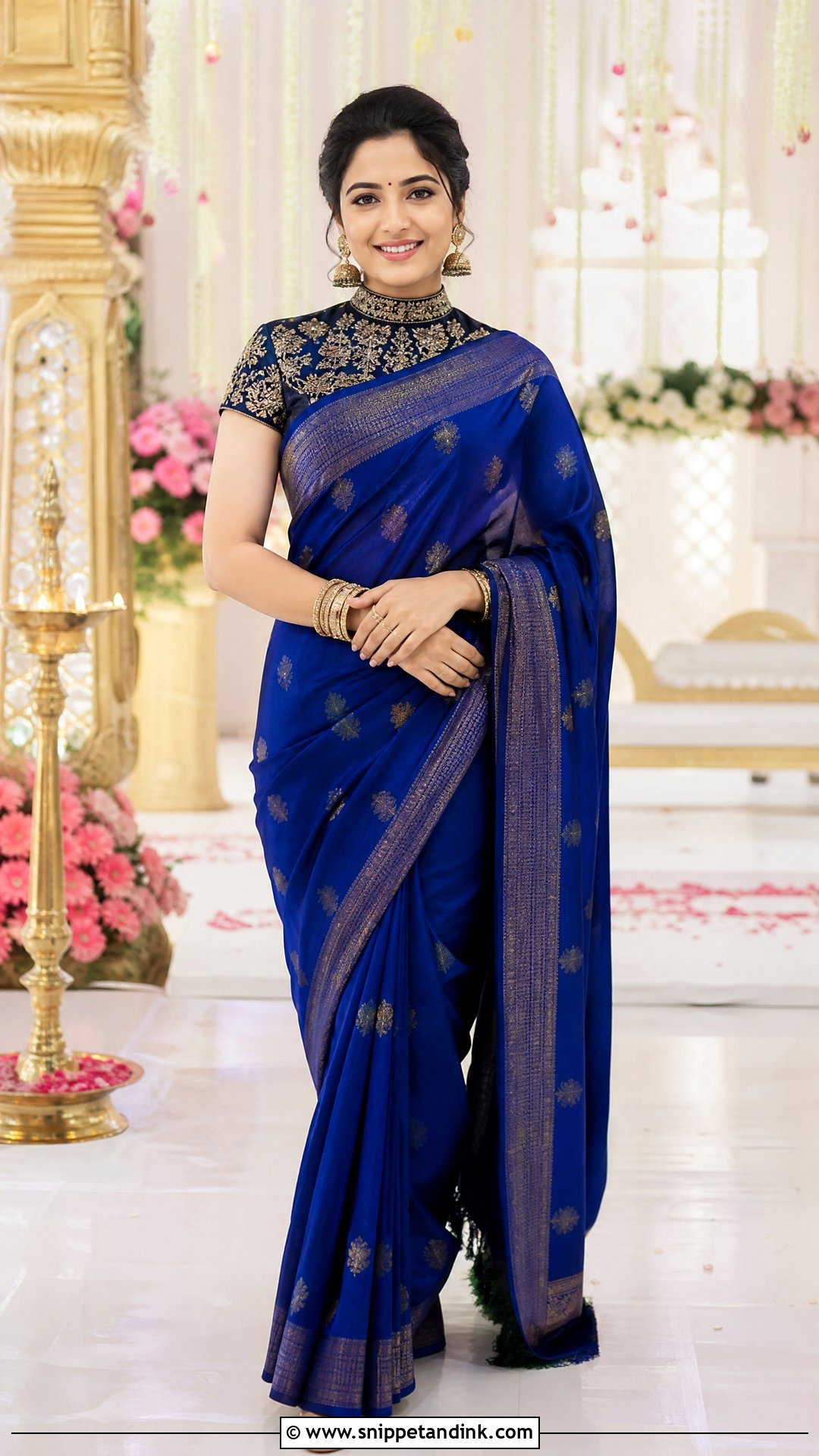 Silk Saree With Statement Blouse Outfit - Snippet and Ink - 25 Desi Wedding Clothes Ideas