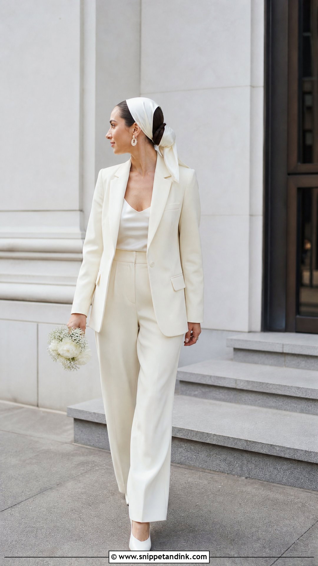 Silk Scarf Wedding Headpiece With Bridal Suit - Snippet and Ink - 20 Wedding Head Pieces Ideas