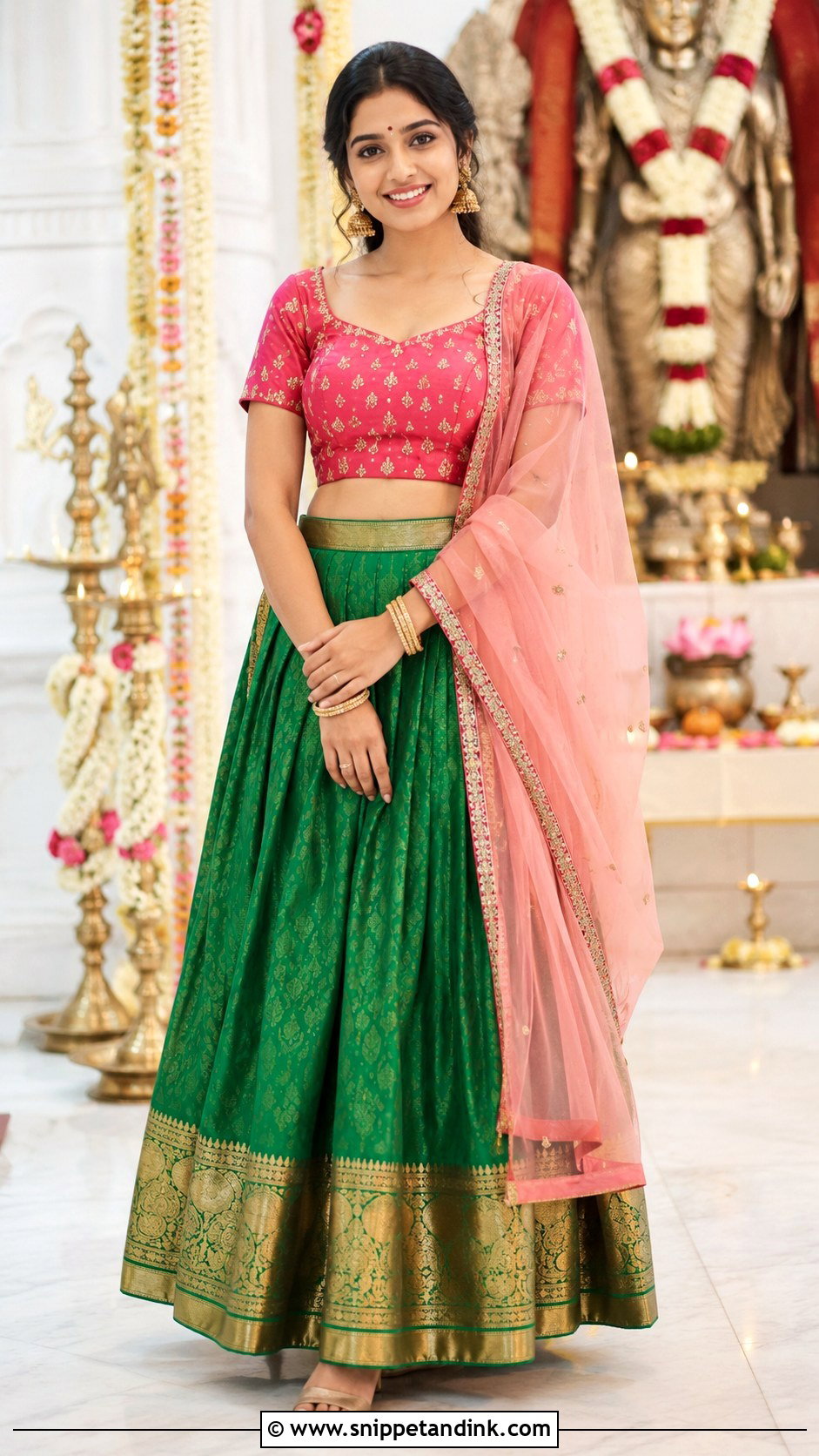 Silk Skirt and Crop Top Outfit for Pooja - Snippet and Ink - 20 Indian Outfits for Sisters Wedding
