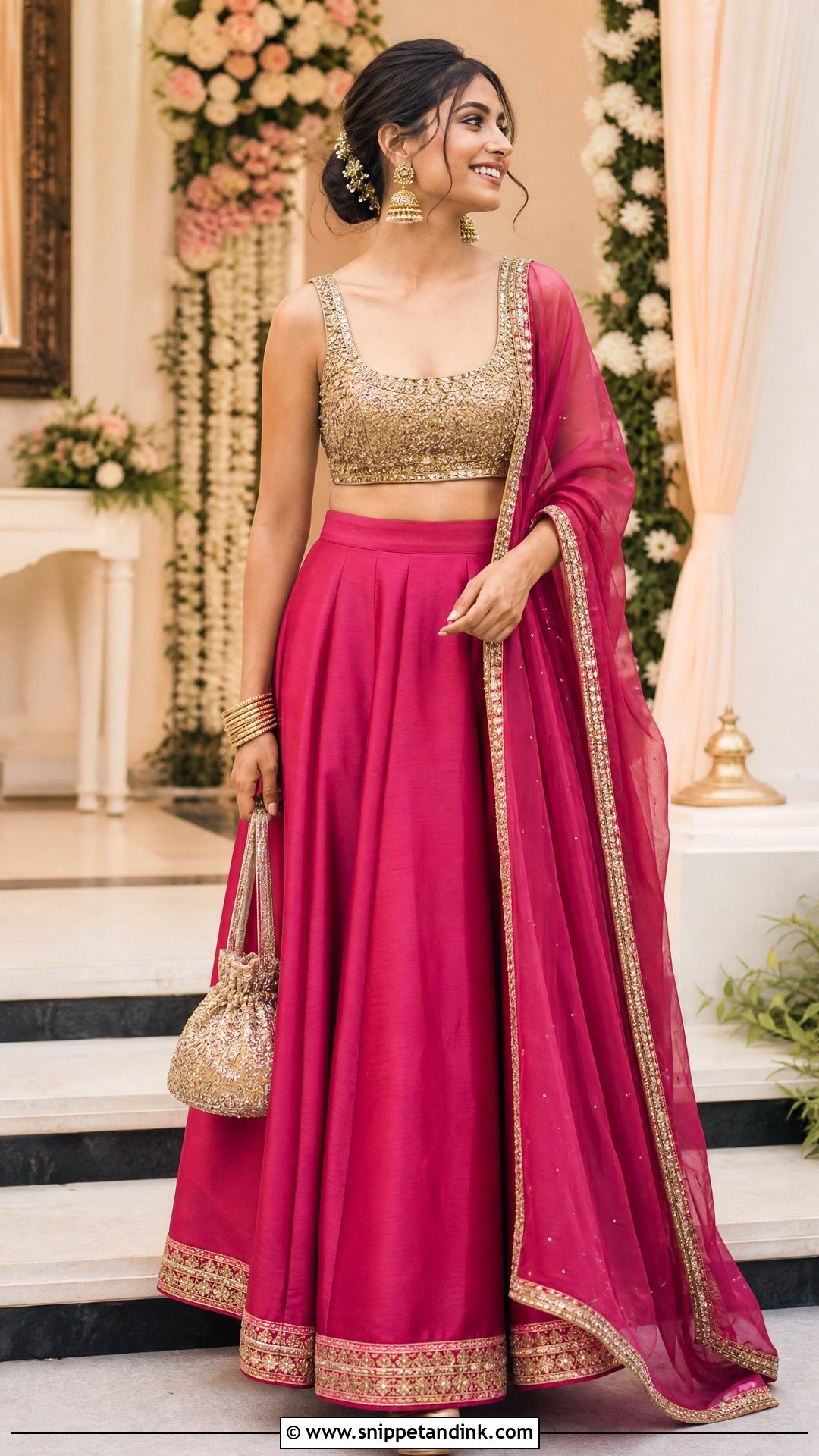 Silk Skirt and Crop Top for Marriage Function - Snippet and Ink - 20 Outfit Ideas for Marriage Function