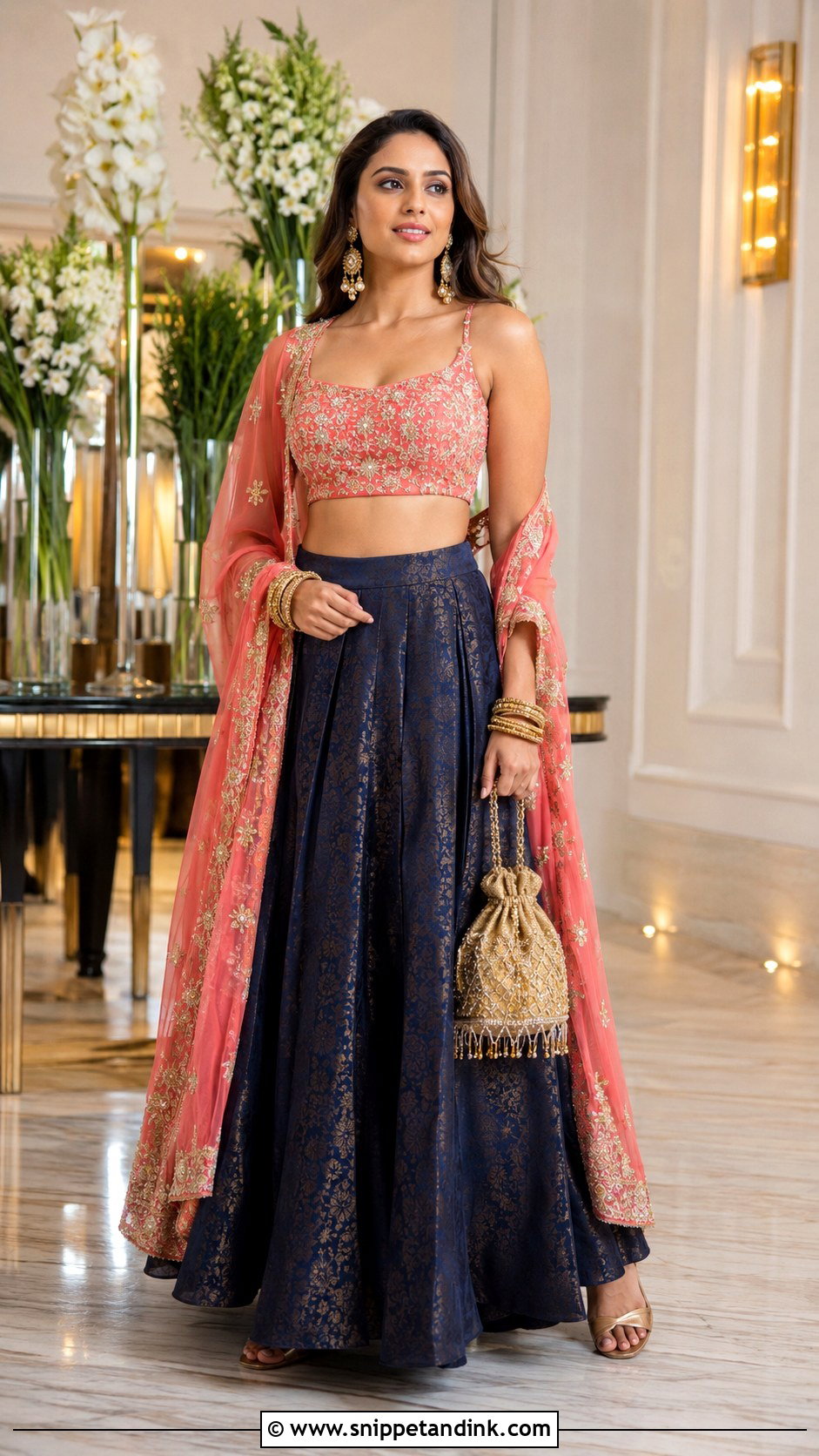 Silk Skirt and Crop Top for Wedding - Snippet and Ink - 20 Indian Outfit for Wedding Ideas