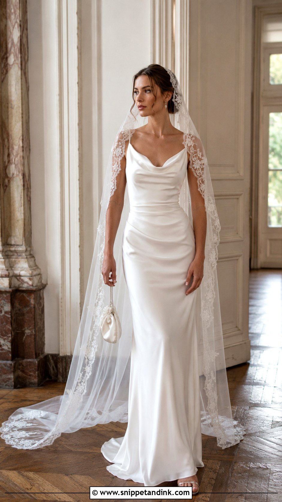 Silk Slip Dress Bride With Juliet Cap Veil - Snippet and Ink - 20 Brides with Veils