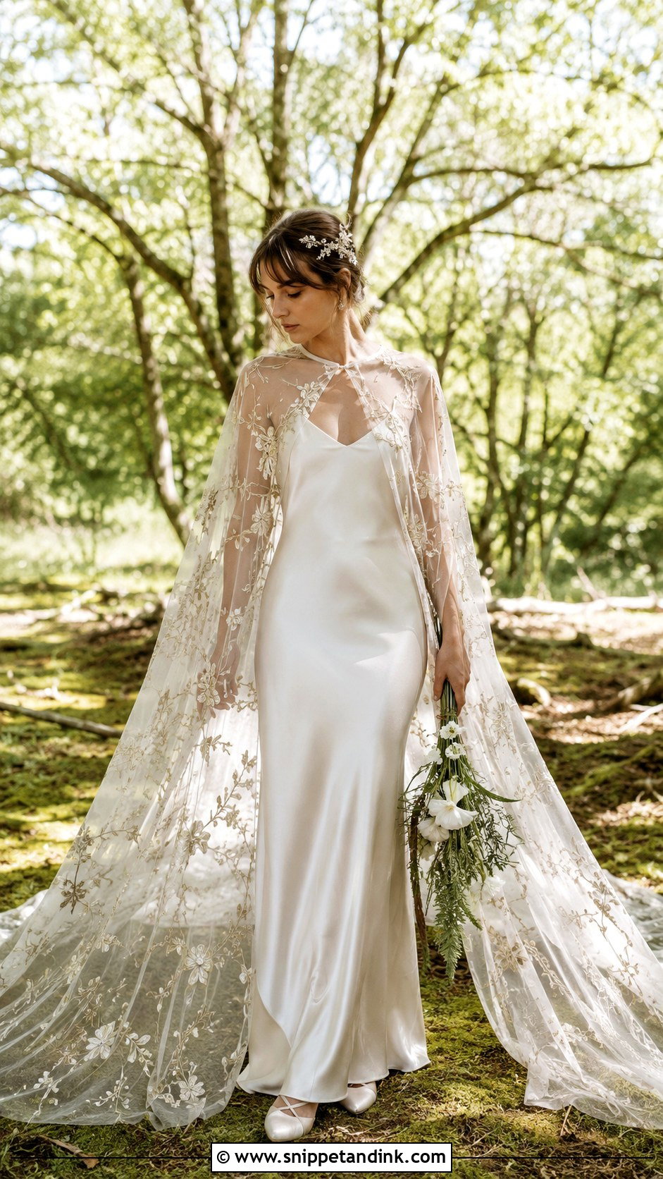 Silk Slip Faerie Wedding Dress With Cape - Snippet and Ink - 20 Faerie Wedding Dress Ideas