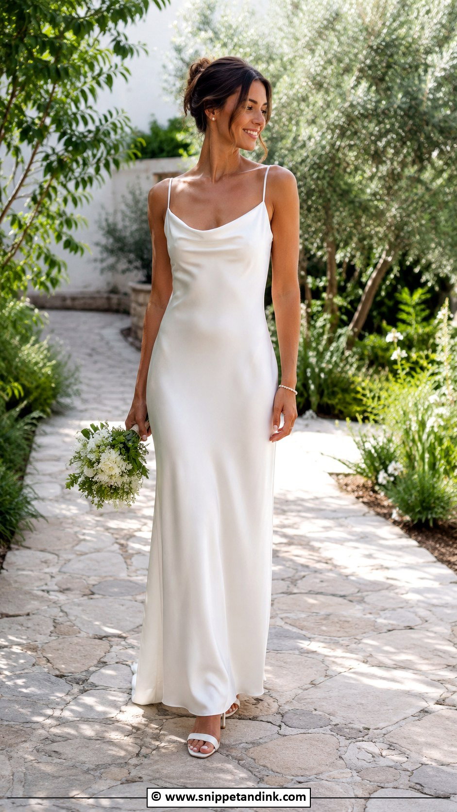 Silk Slip Wedding Dress With Block Heels - Snippet and Ink - 30 Backyard Wedding Dress Ideas