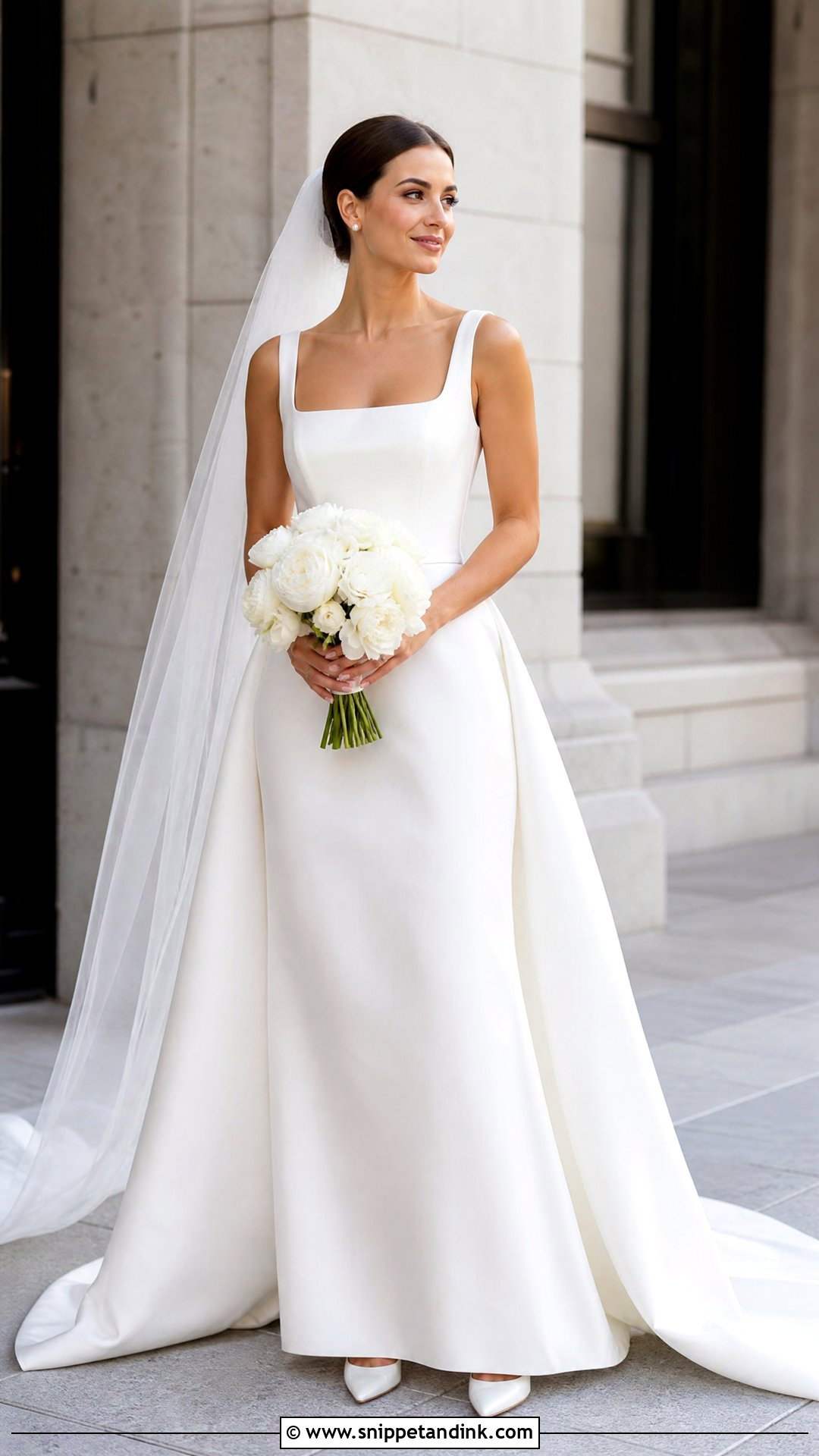 Silk Square Neck Wedding Dress With Satin Pumps - Snippet and Ink - 25 Elegant Silk Wedding Dress Ideas