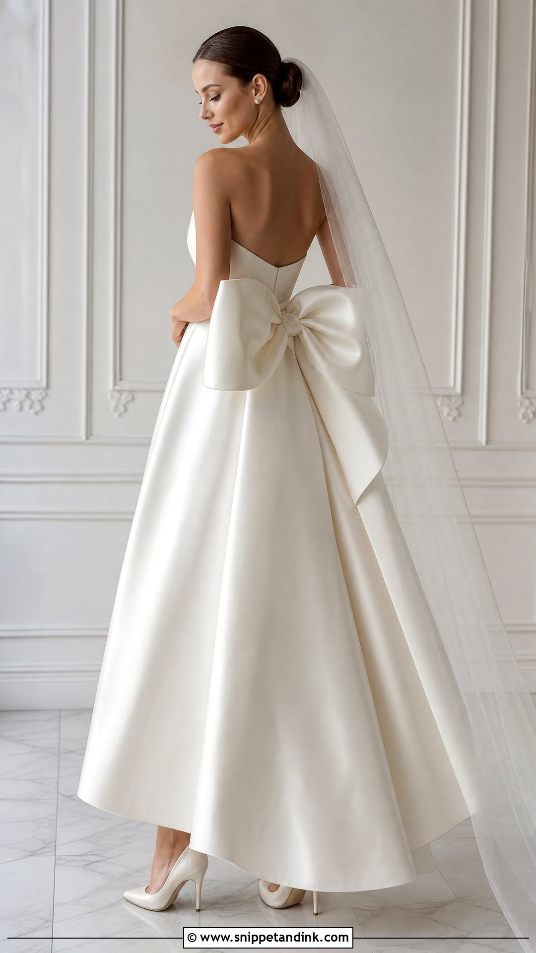 Silk Strapless Wedding Dress With Oversized Bow - Snippet and Ink - 25 Elegant Silk Wedding Dress Ideas