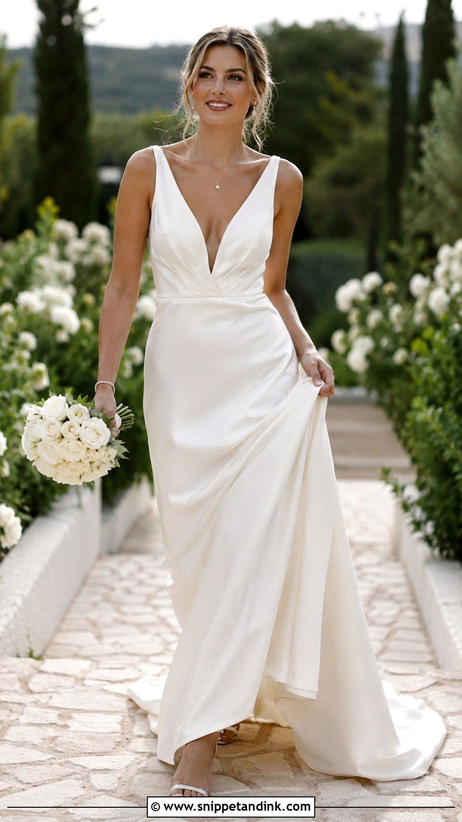 Silk V Neck Wedding Dress - Snippet and Ink - 25 Silk Wedding Dresses