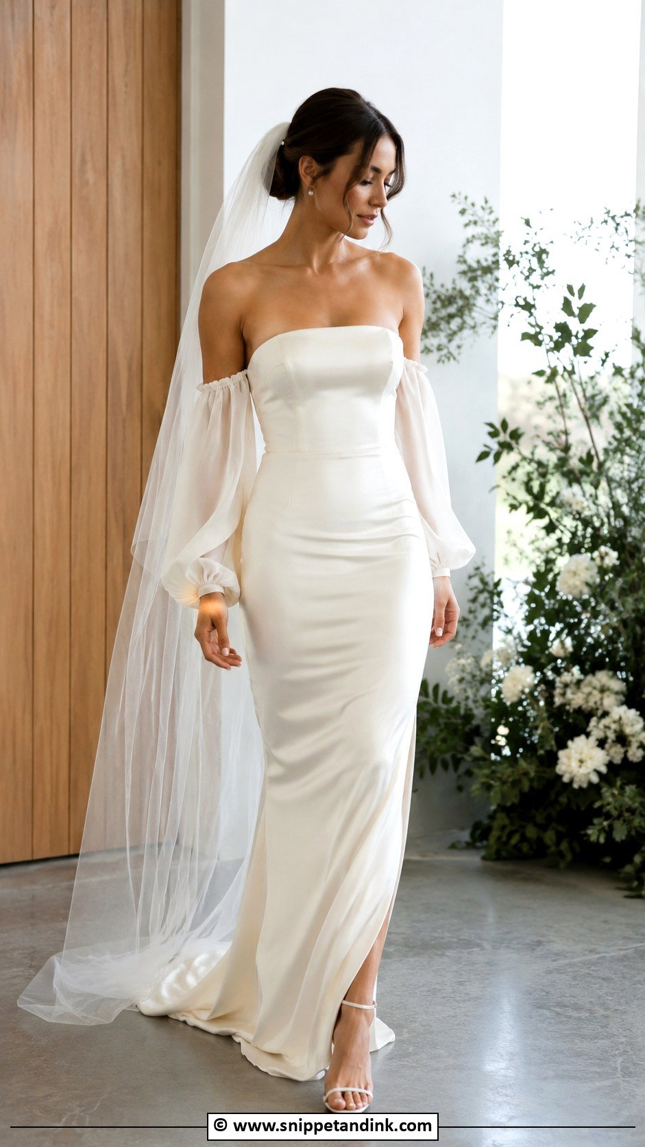 Silk Wedding Dress With Detachable Sleeves - Snippet and Ink - 35 Silk Wedding Dress Ideas