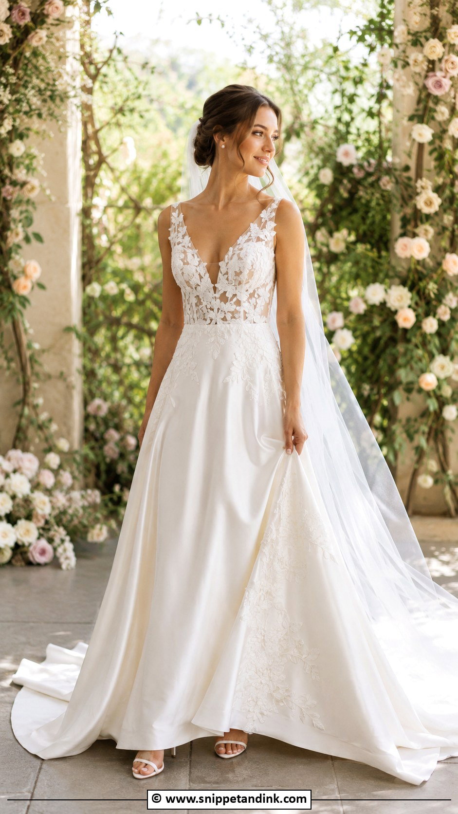 Silk Wedding Dress With Floral Applique - Snippet and Ink - 35 Silk Wedding Dress Ideas