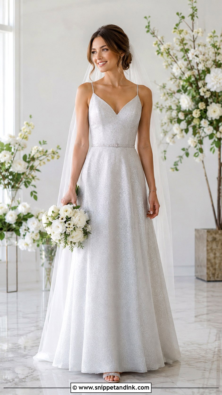 Silver A Line Wedding Dress - Snippet and Ink - 30 Silver Wedding Dress Ideas