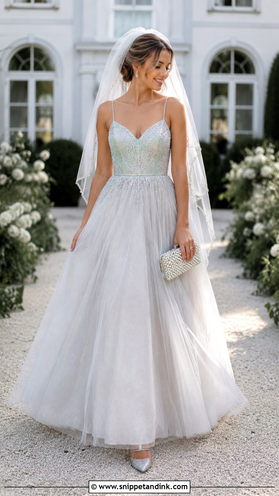 Silver A Line Wedding Gown - Snippet and Ink - 20 Elegant Silver Wedding Gowns