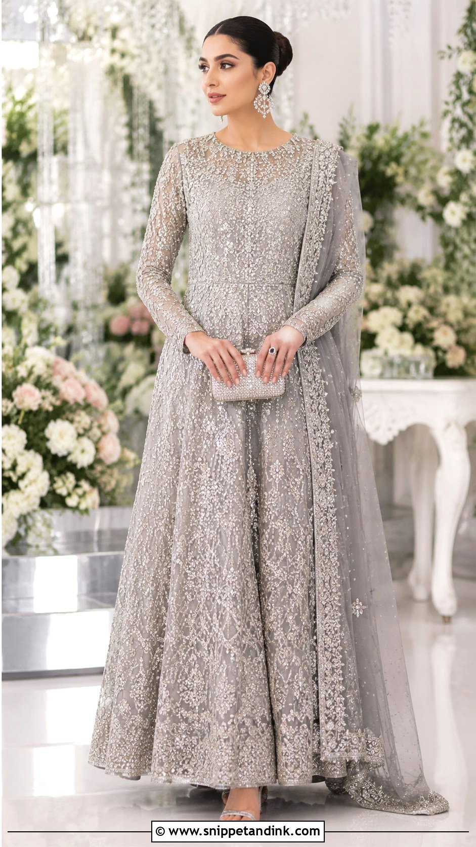 Silver Agha Noor Bridal Walima Gown - Snippet and Ink - 20 Agha Noor Bridal Ideas