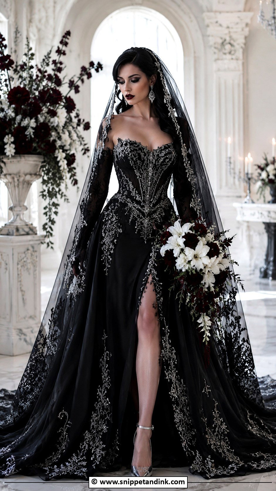 Silver And Black Vampire Wedding Dress - Snippet and Ink - 25 Vampire Wedding Dress Ideas