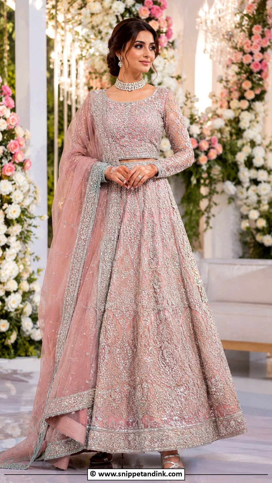 Silver And Pink Valima Bridal Lehenga - Snippet and Ink - 30 Valima Bridal Dress Pakistan Ideas