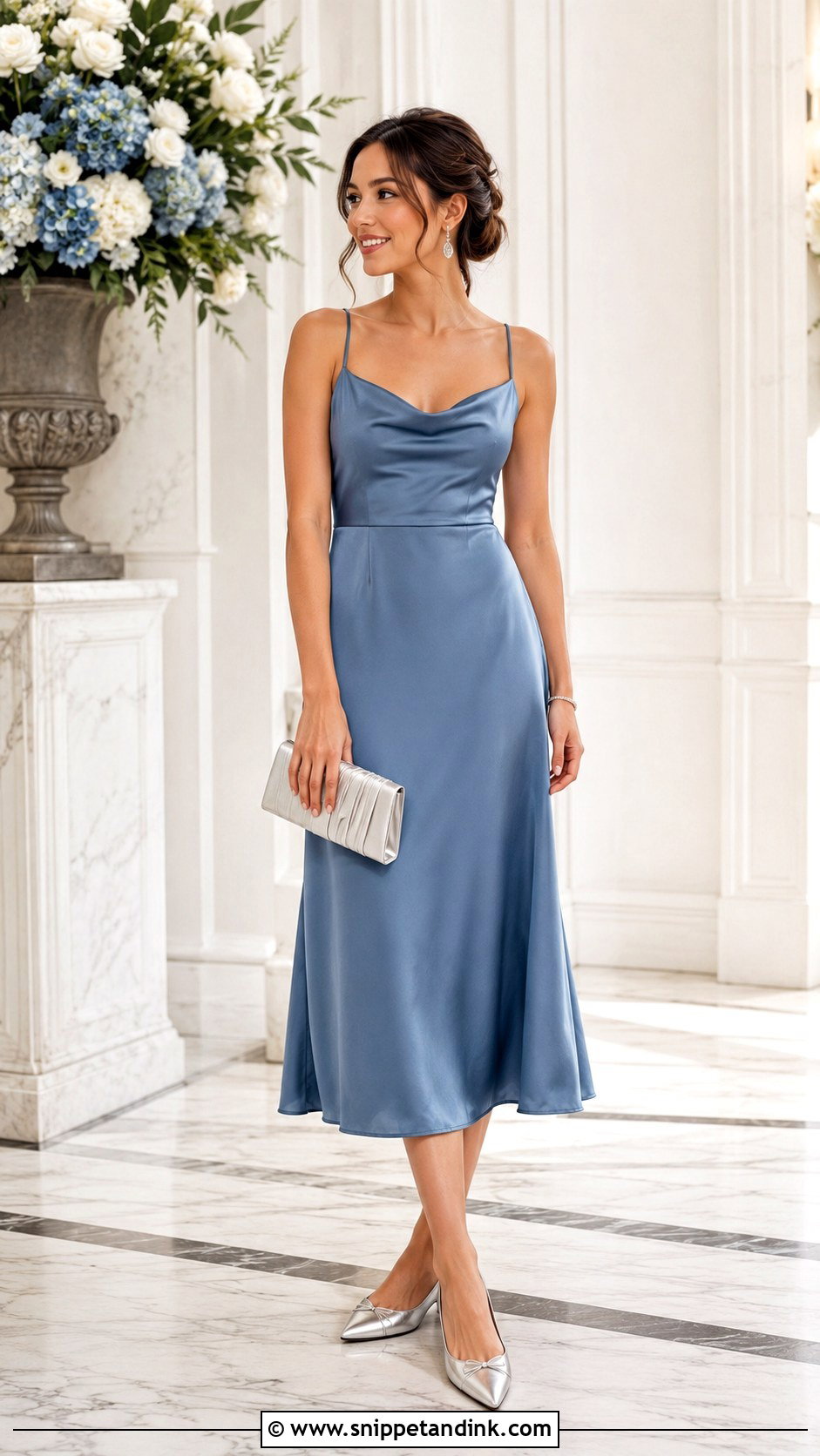 Silver Ballet Flats With Blue Bridesmaid Dress - Snippet and Ink - 25 Wedding Ballet Flats Ideas