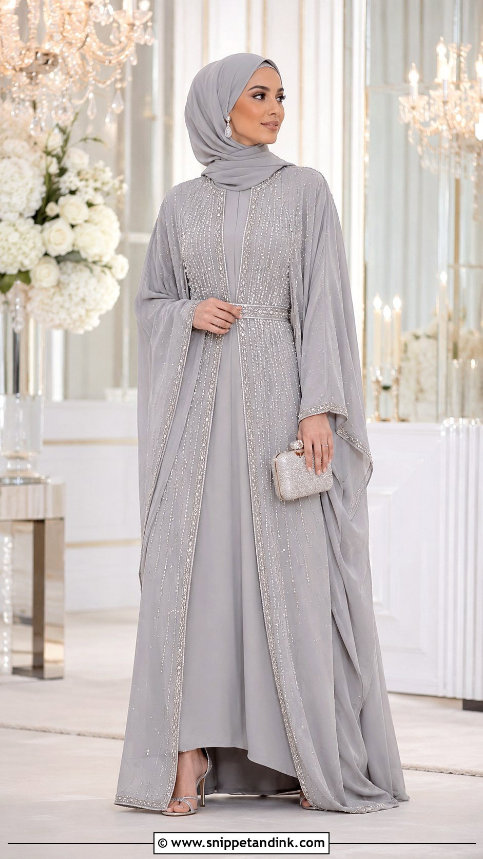 Silver Beaded Abaya - Snippet and Ink - 30 Wedding Abaya Ideas