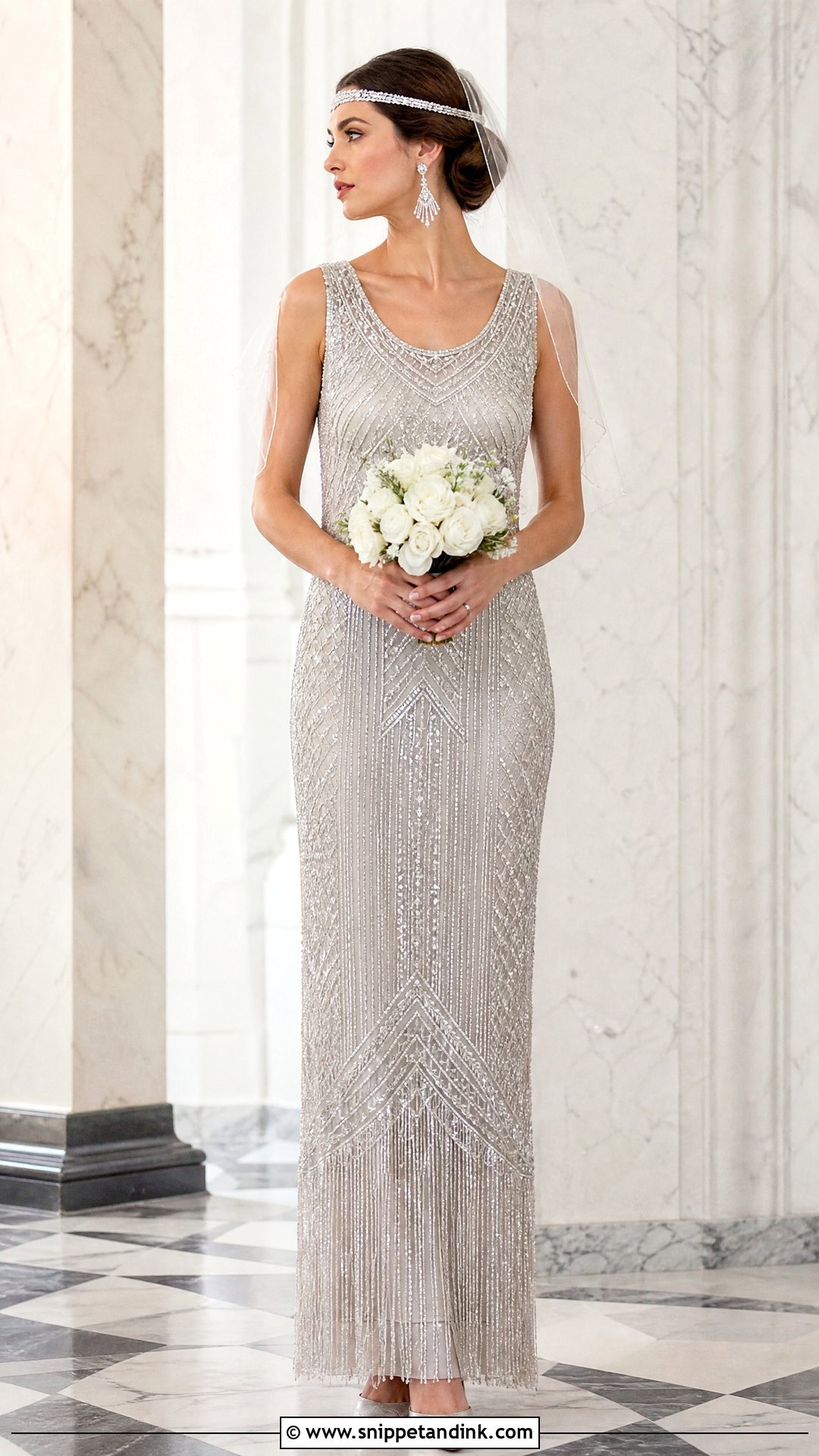 Silver Beaded Art Deco Bridal Dress - Snippet and Ink - 20 Silver Bridal Dress Ideas