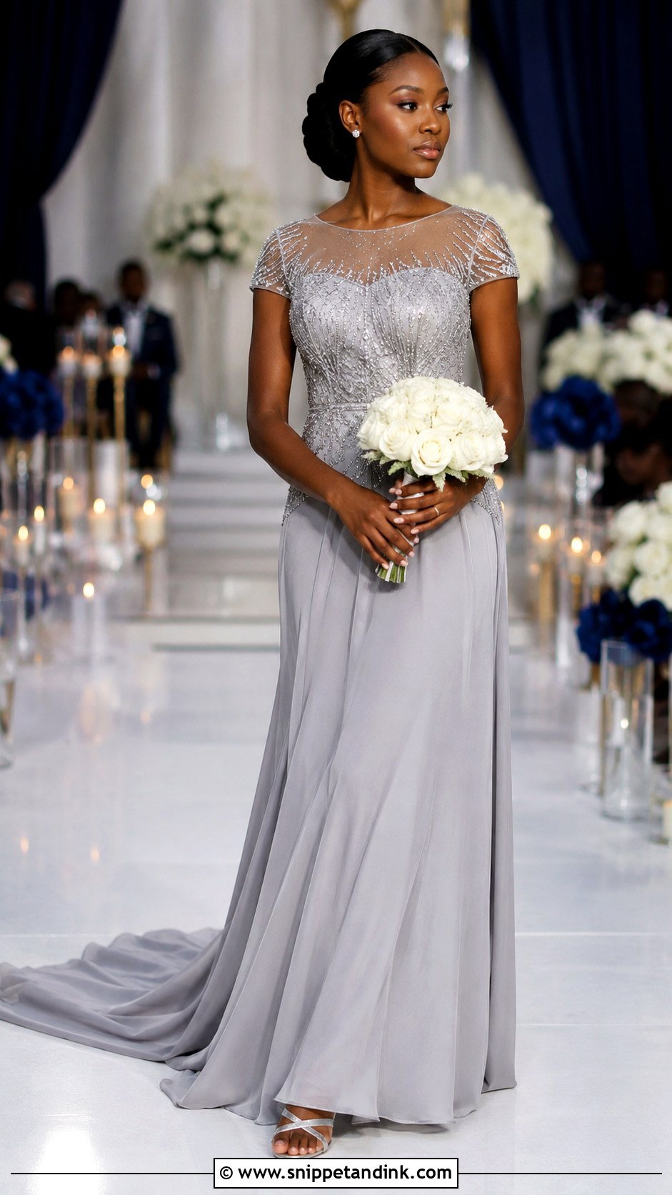 Silver Beaded Bridal Train Dress - Snippet and Ink - 20 Bridal Train Dresses Nigeria
