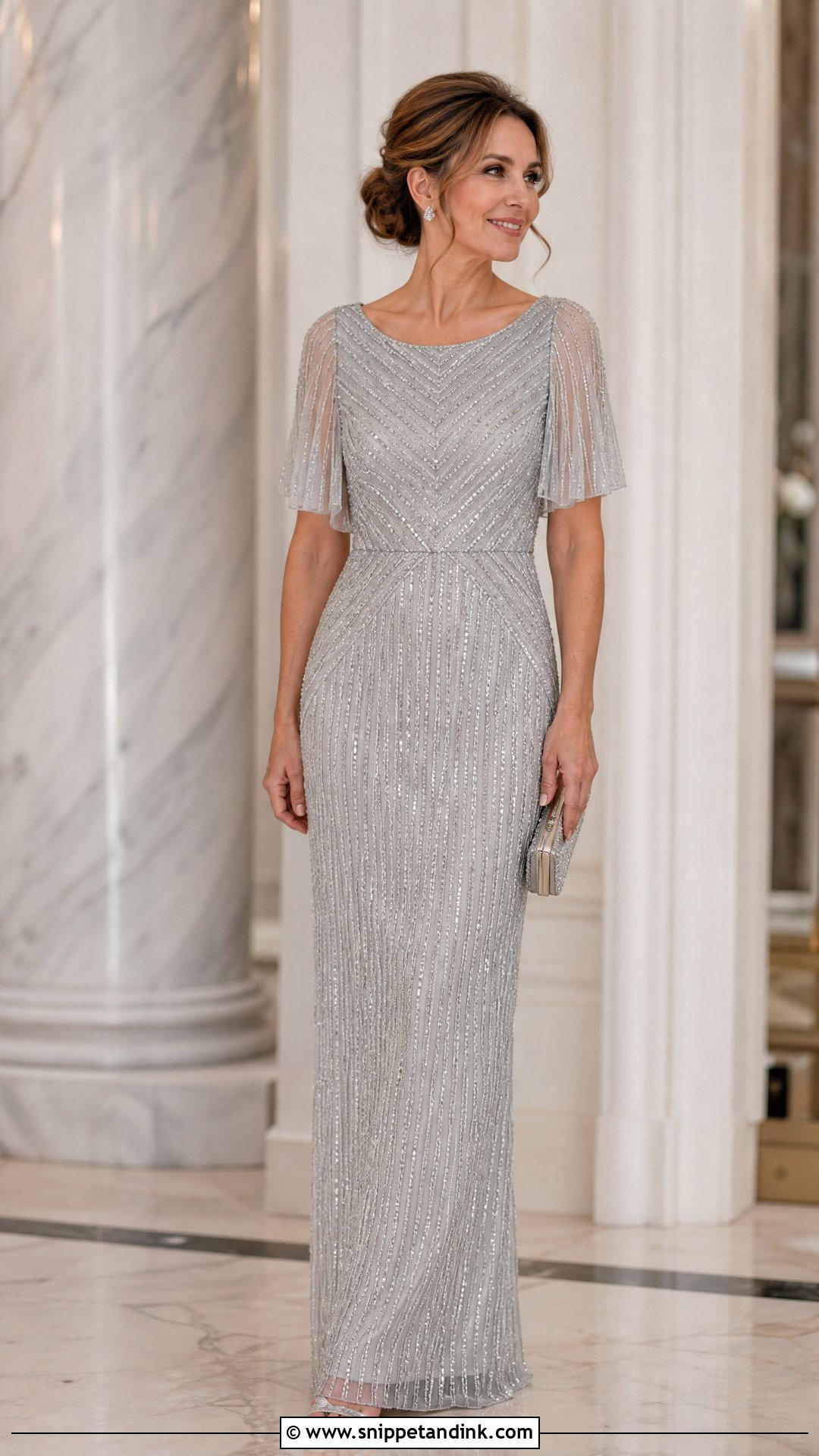 Silver Beaded Column Vow Renewal Dress - Snippet and Ink - 20 Vow Renewal Dress 25th Anniversary Ideas