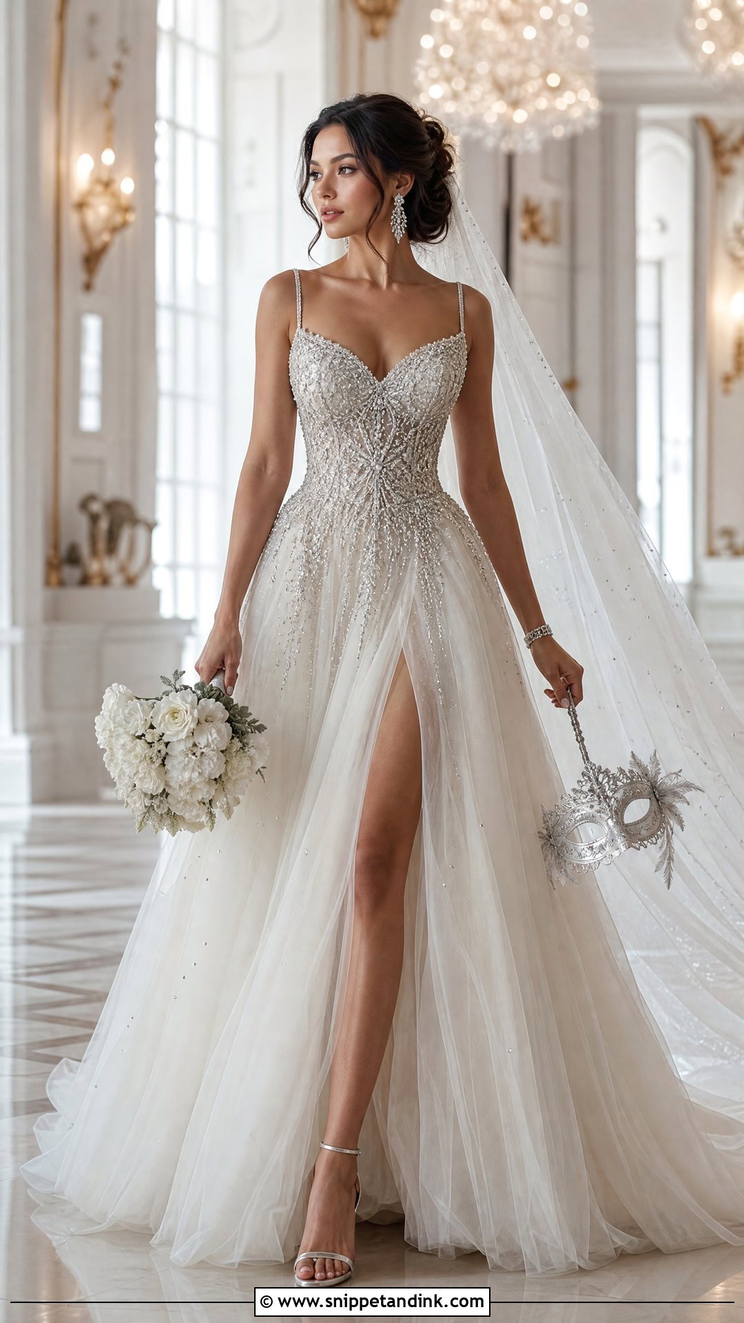 Silver Beaded Masquerade Wedding Dress - Snippet and Ink - 20 Phantom of the Opera Wedding Dress Ideas