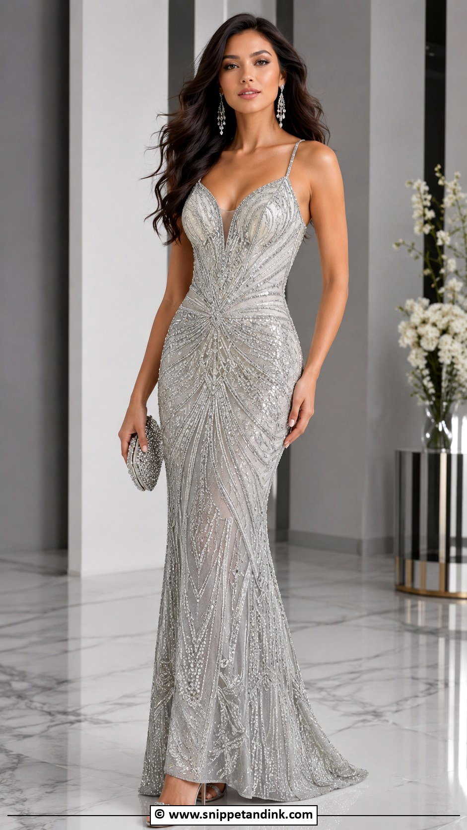 Silver Beaded Mermaid Gown - Snippet and Ink - 30 Mermaid Gown Ideas