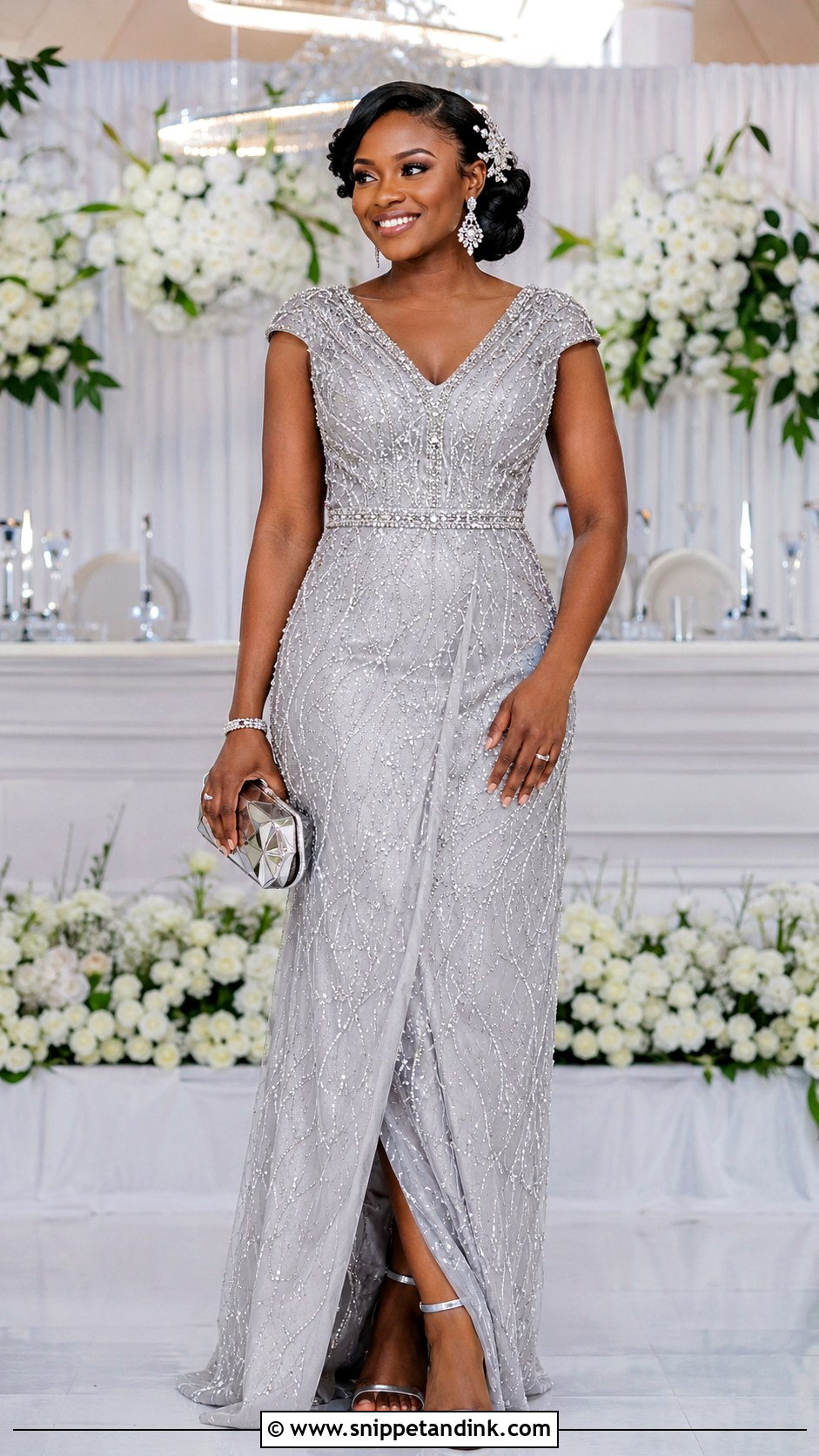 Silver Beaded Reception Changing Dress - Snippet and Ink - 20 Changing Dresses for Brides in Uganda