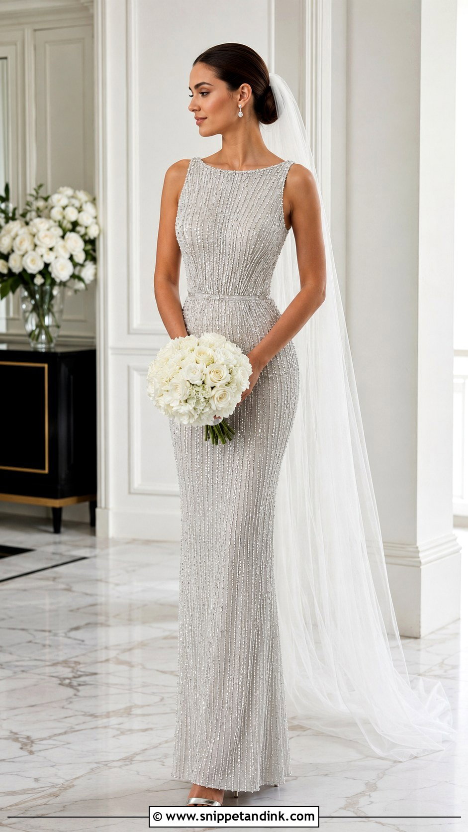 Silver Beaded Wedding Dress - Snippet and Ink - 30 Silver Wedding Dress Ideas