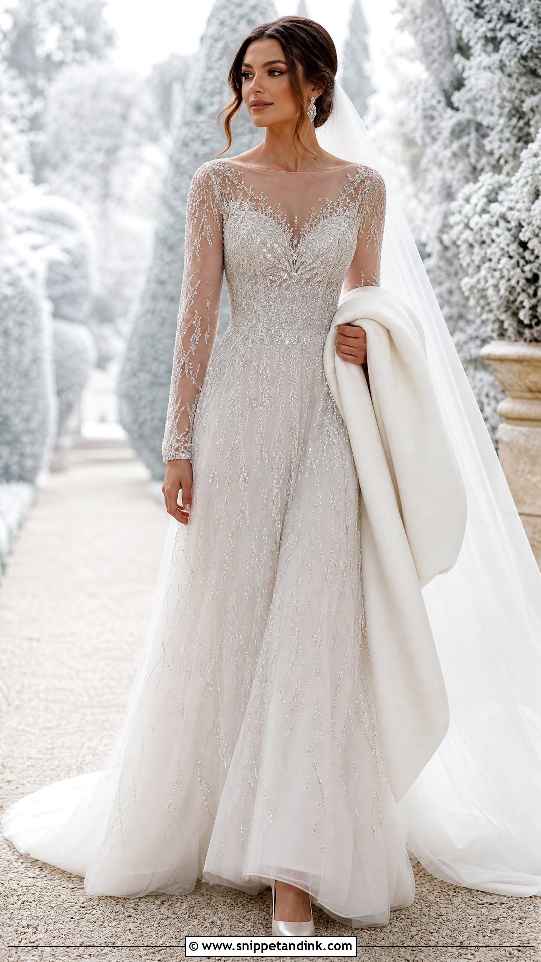 Silver Beaded Wedding Gown - Snippet and Ink - 20 Winter Wonderland Wedding Dress Ideas