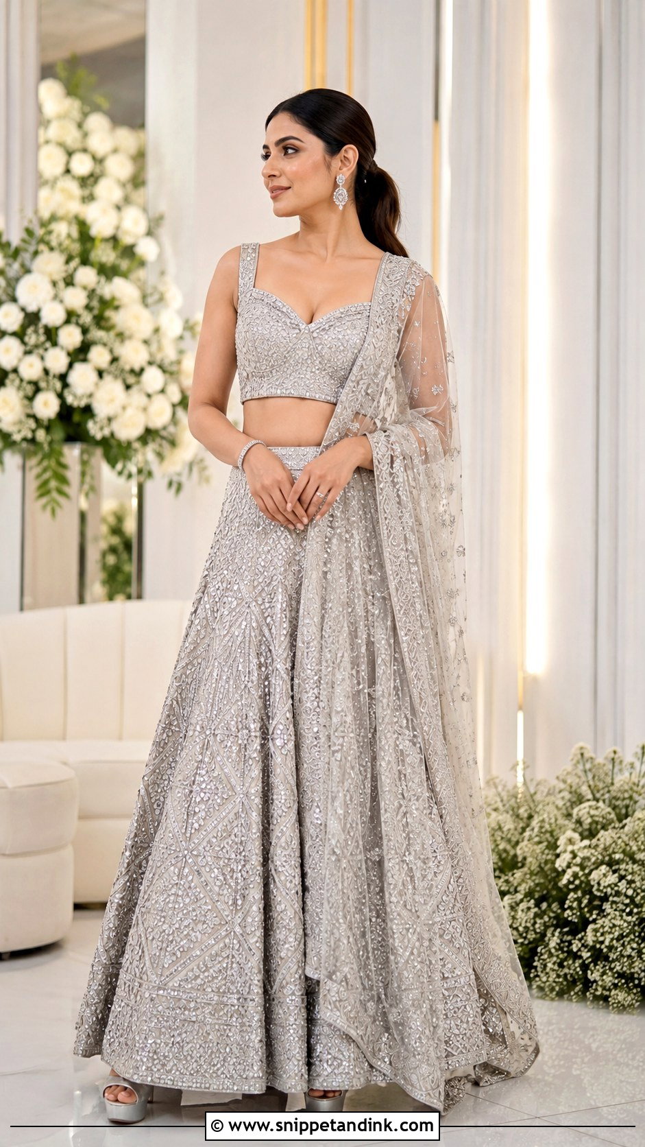 Silver Bollywood Bridal Reception Lehenga - Snippet and Ink - 20 Bollywood Bridal Ideas