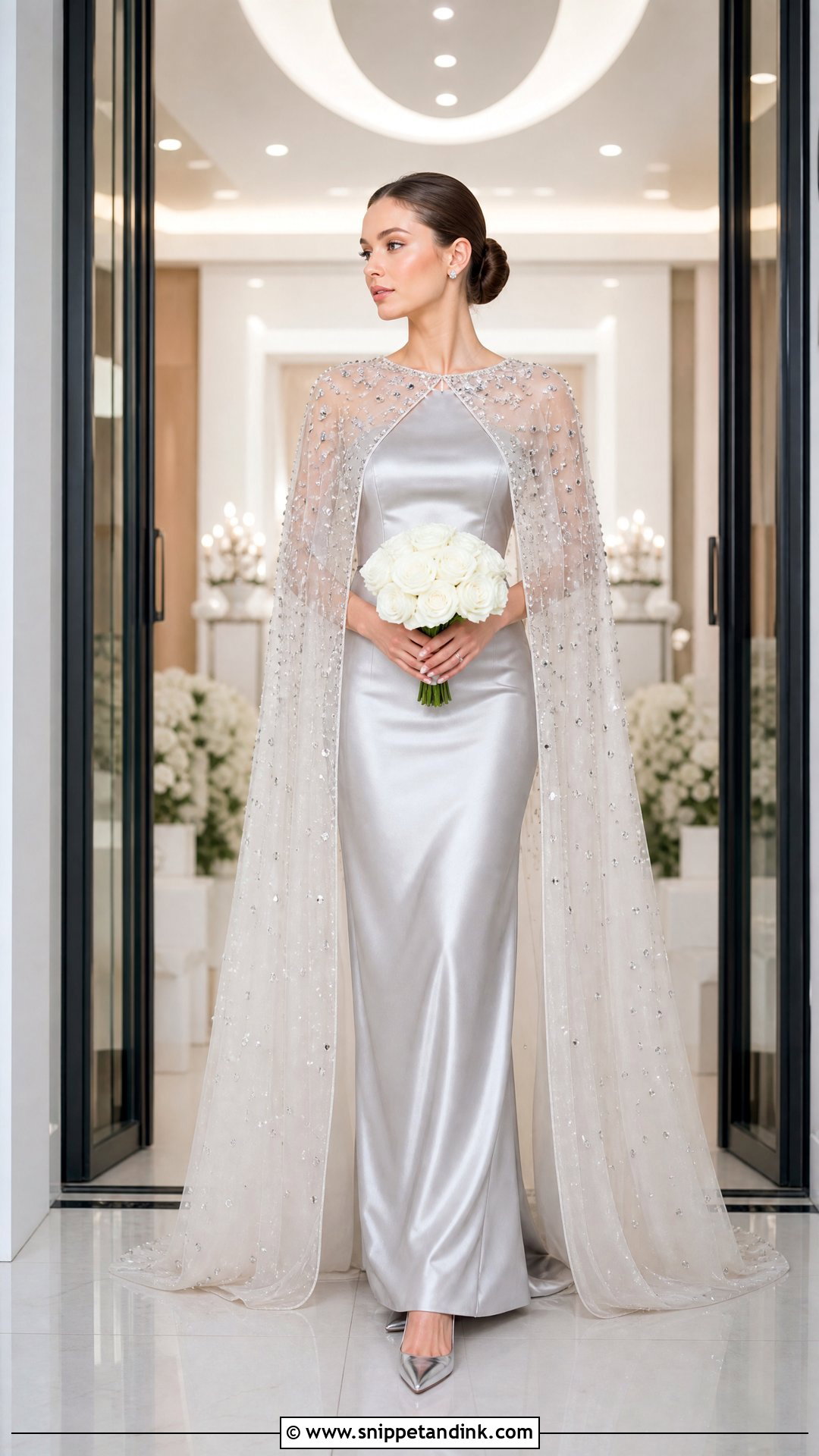 Silver Bridal Dress With Cape - Snippet and Ink - 20 Silver Bridal Dress Ideas