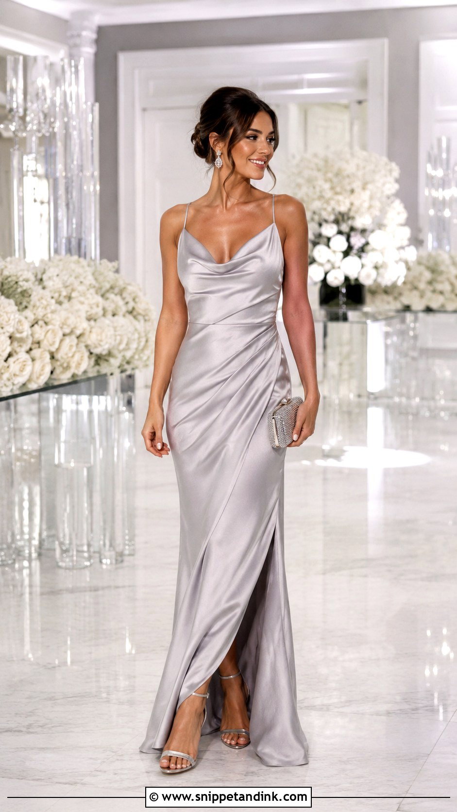 Silver Bridesmaid Dress Outfit - Snippet and Ink - 30 Brides Maids Outfit Ideas