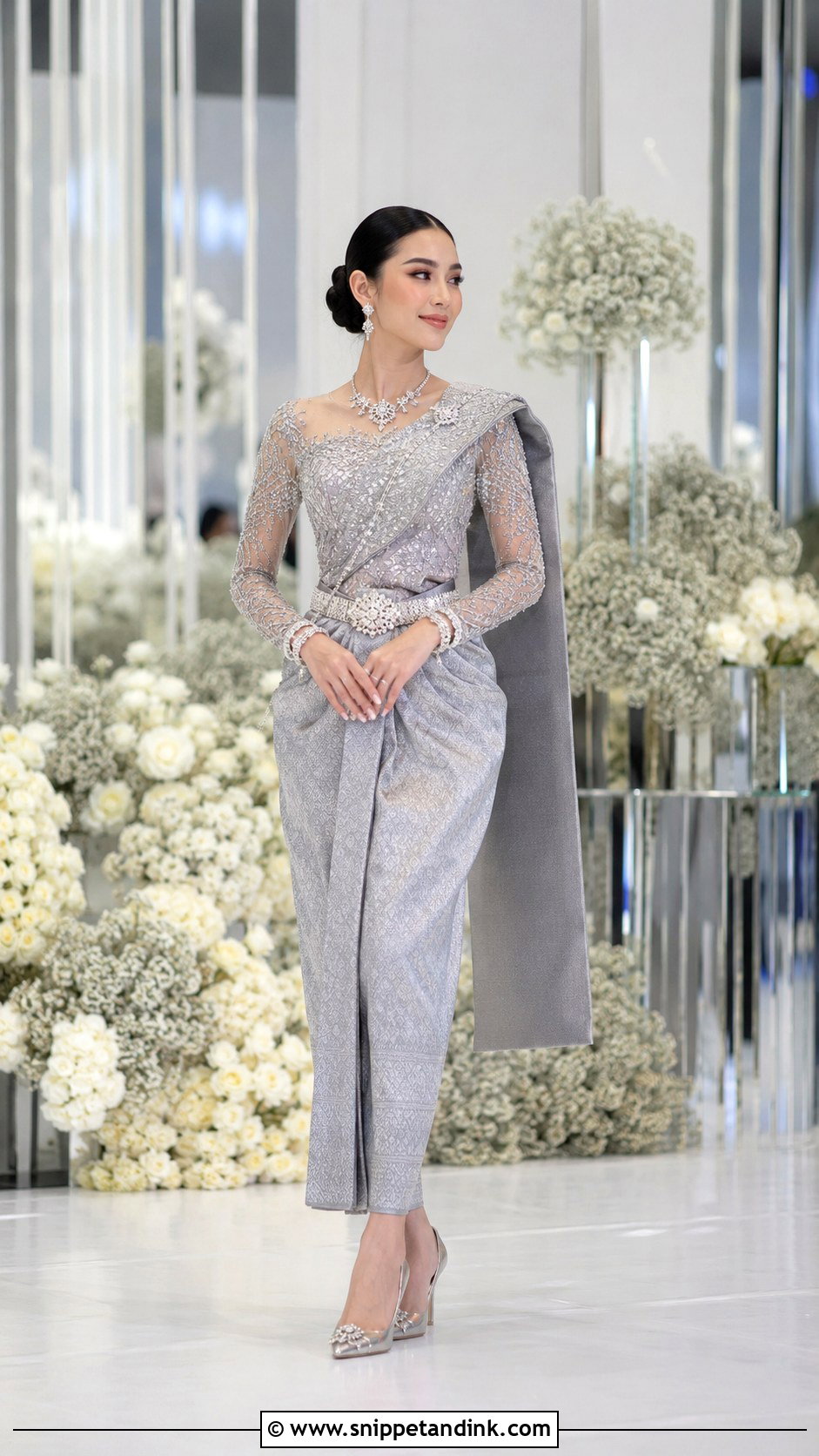 Silver Cambodian Reception Dress - Snippet and Ink - 20 Cambodian Wedding Dress Ideas
