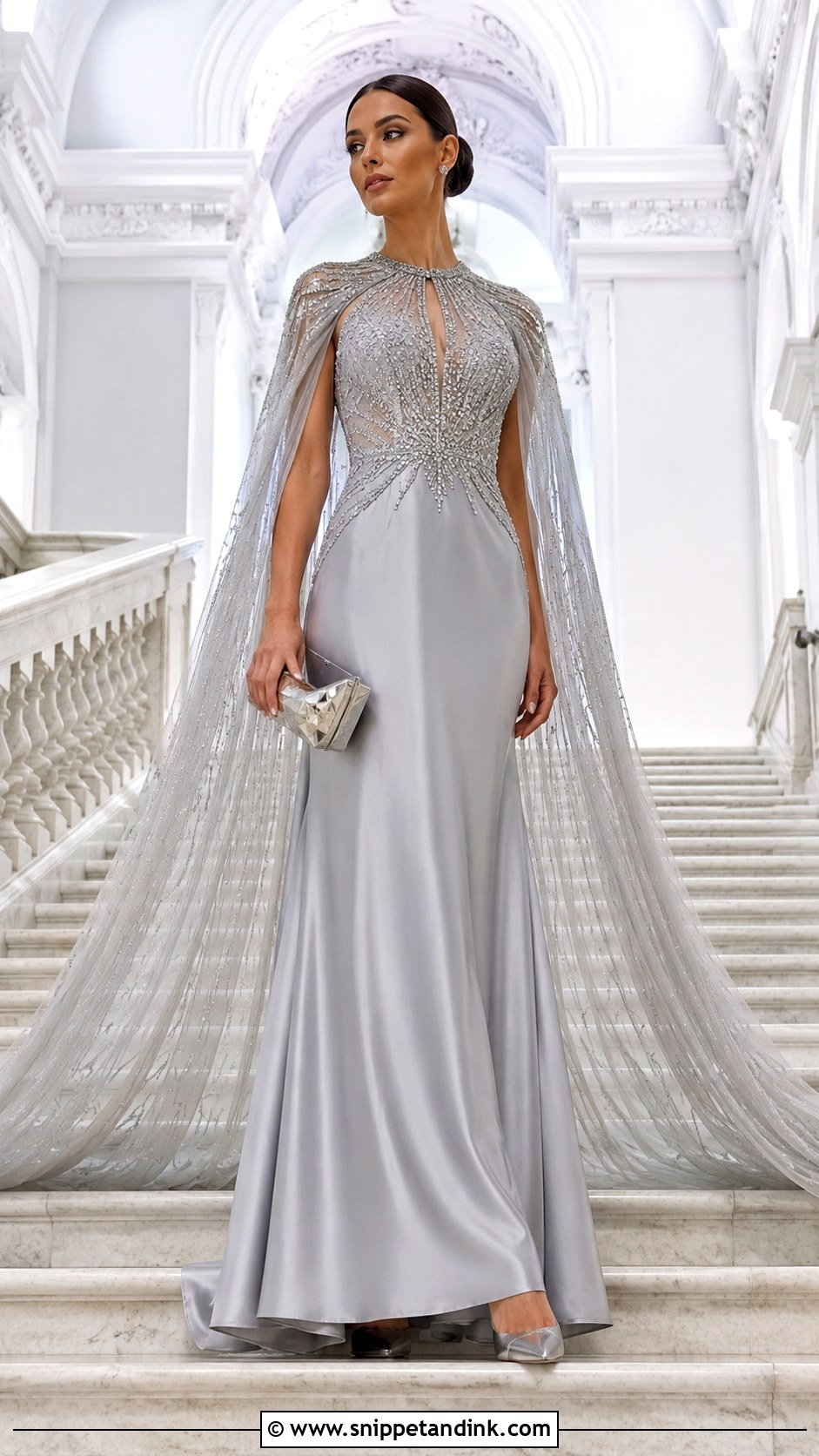 Silver Cape Grand Ball Gown - Snippet and Ink - 20 Grand Ball Gown Ideas